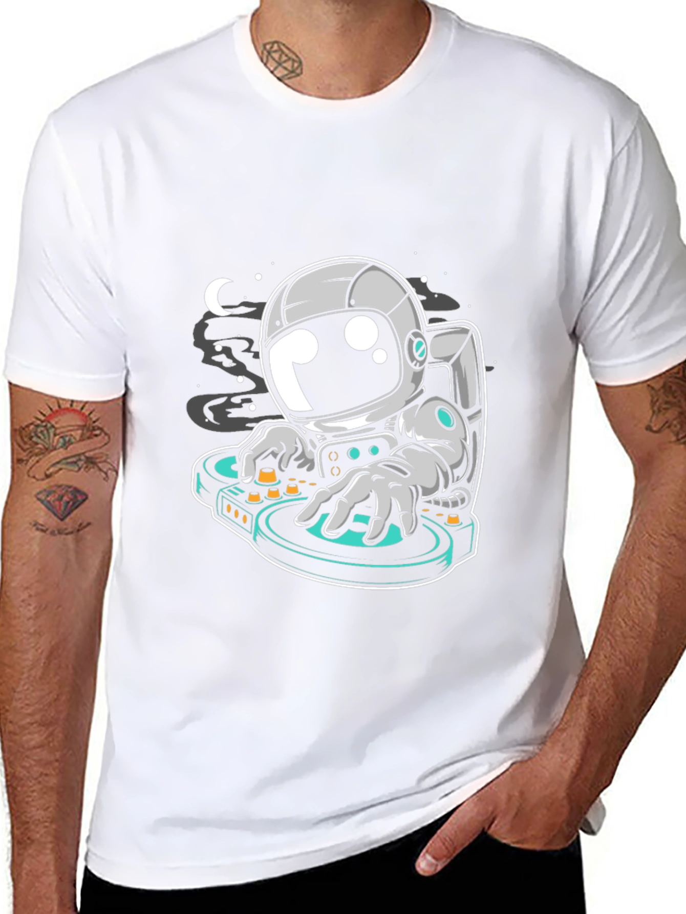 DJ Astronaut Graphic Tee - Cool Space T-Shirt