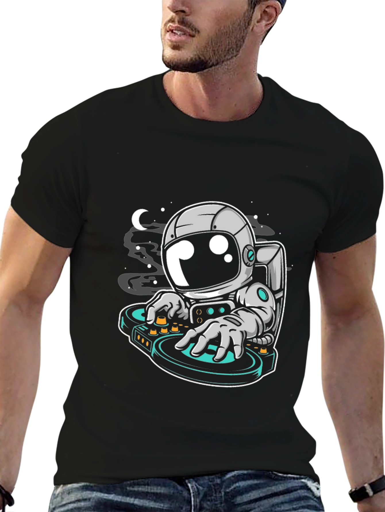 DJ Astronaut Graphic Tee - Cool Space T-Shirt