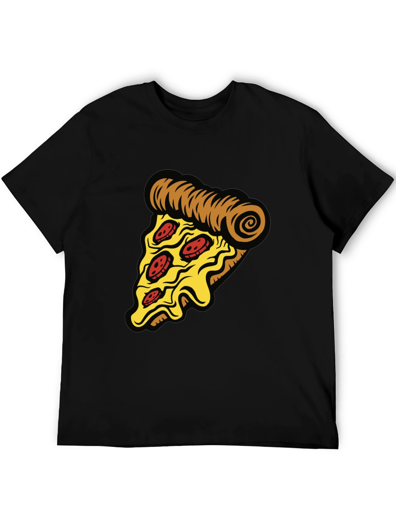 Pizza Slice Graphic Tee - Casual Black T-Shirt