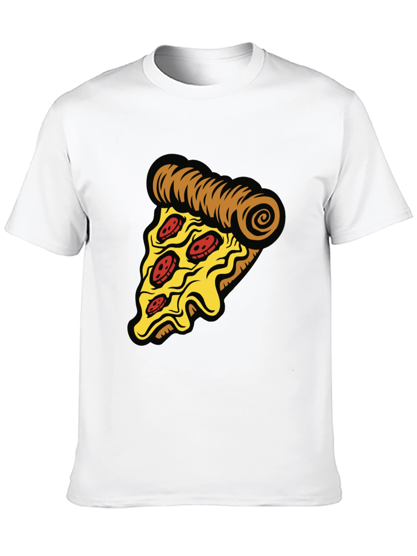 Pizza Slice Graphic Tee - Casual Black T-Shirt