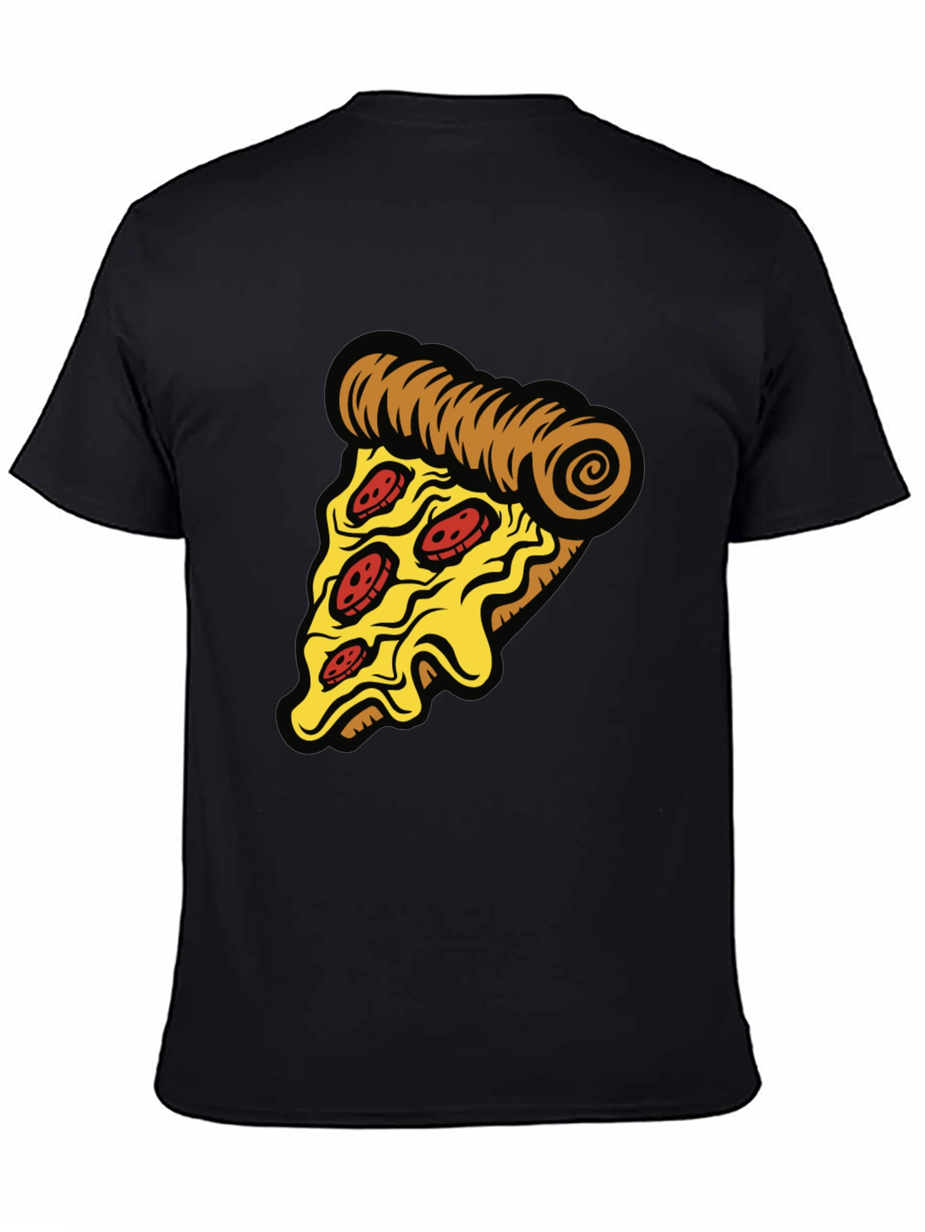 Pizza Slice Graphic Tee - Casual Black T-Shirt