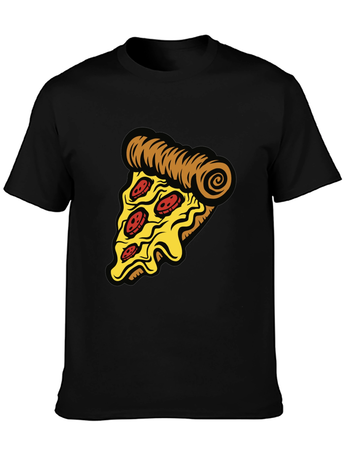 Pizza Slice Graphic Tee - Casual Black T-Shirt