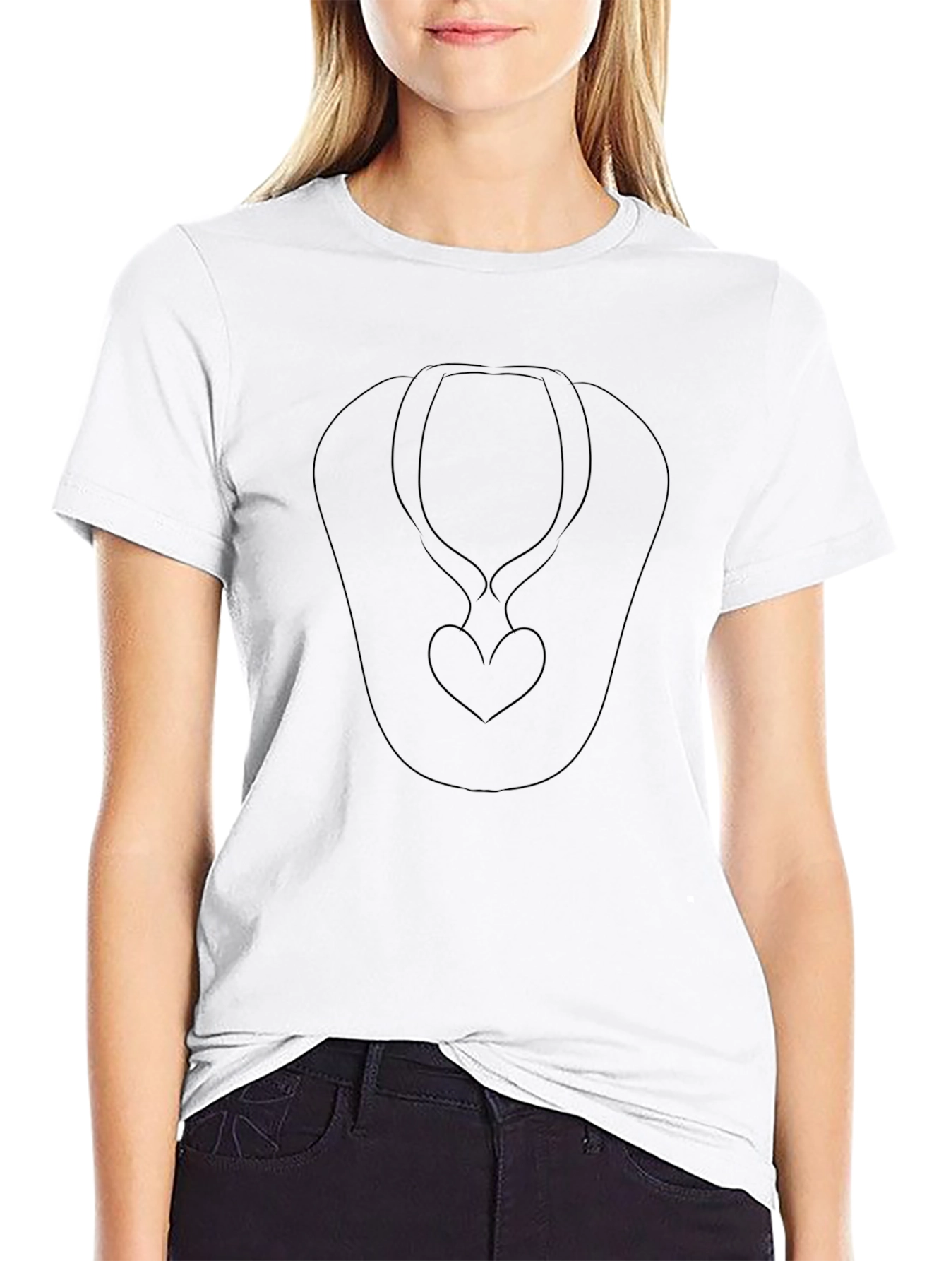 Heart Necklace Graphic Black T-Shirt