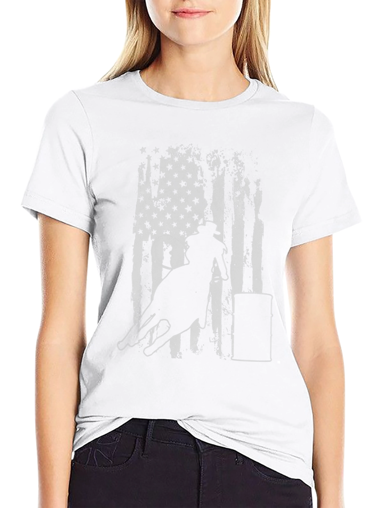 Barrel Racing American Flag Graphic Tee