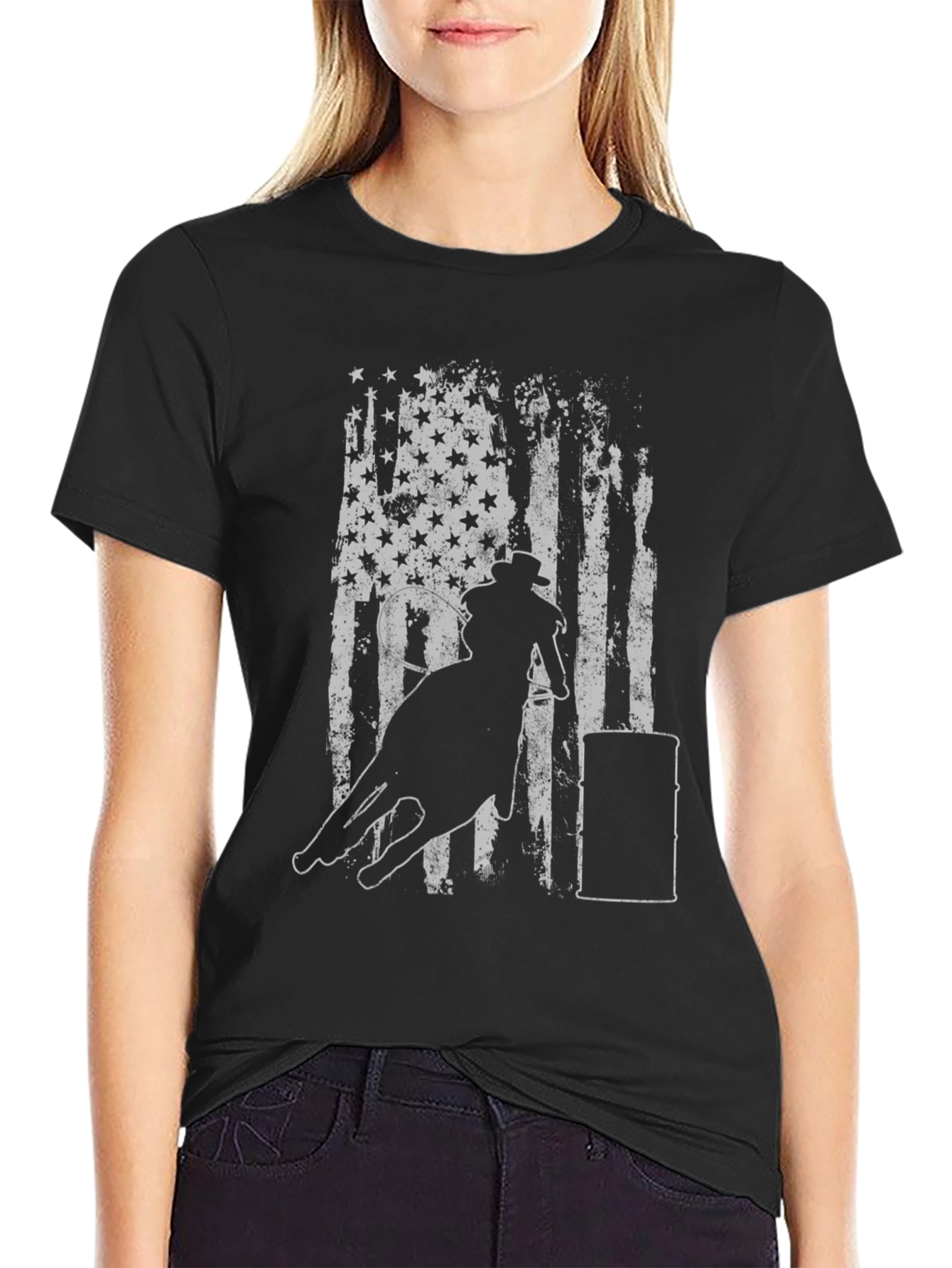 Barrel Racing American Flag Graphic Tee
