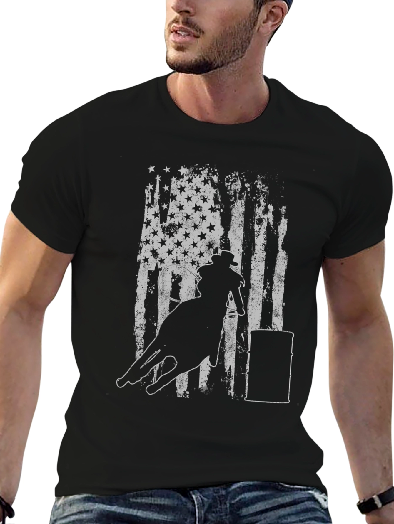 Barrel Racing American Flag Graphic Tee