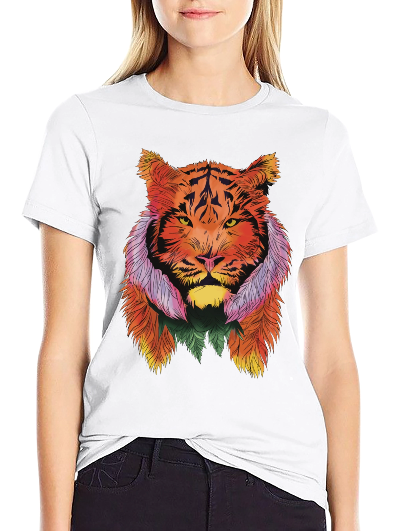 Vibrant Tiger Graphic Tee - Stylish Animal Print Shirt