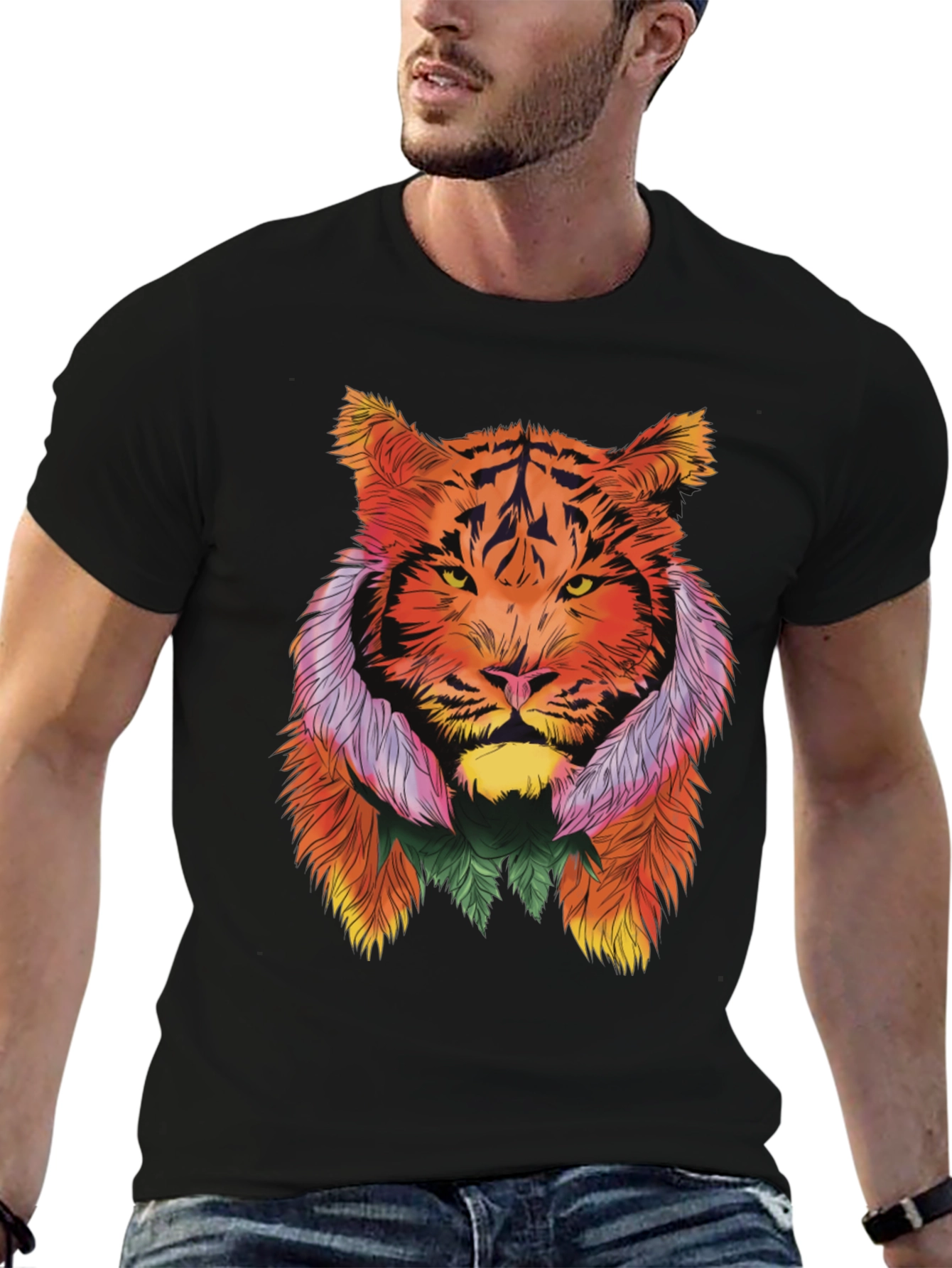 Vibrant Tiger Graphic Tee - Stylish Animal Print Shirt