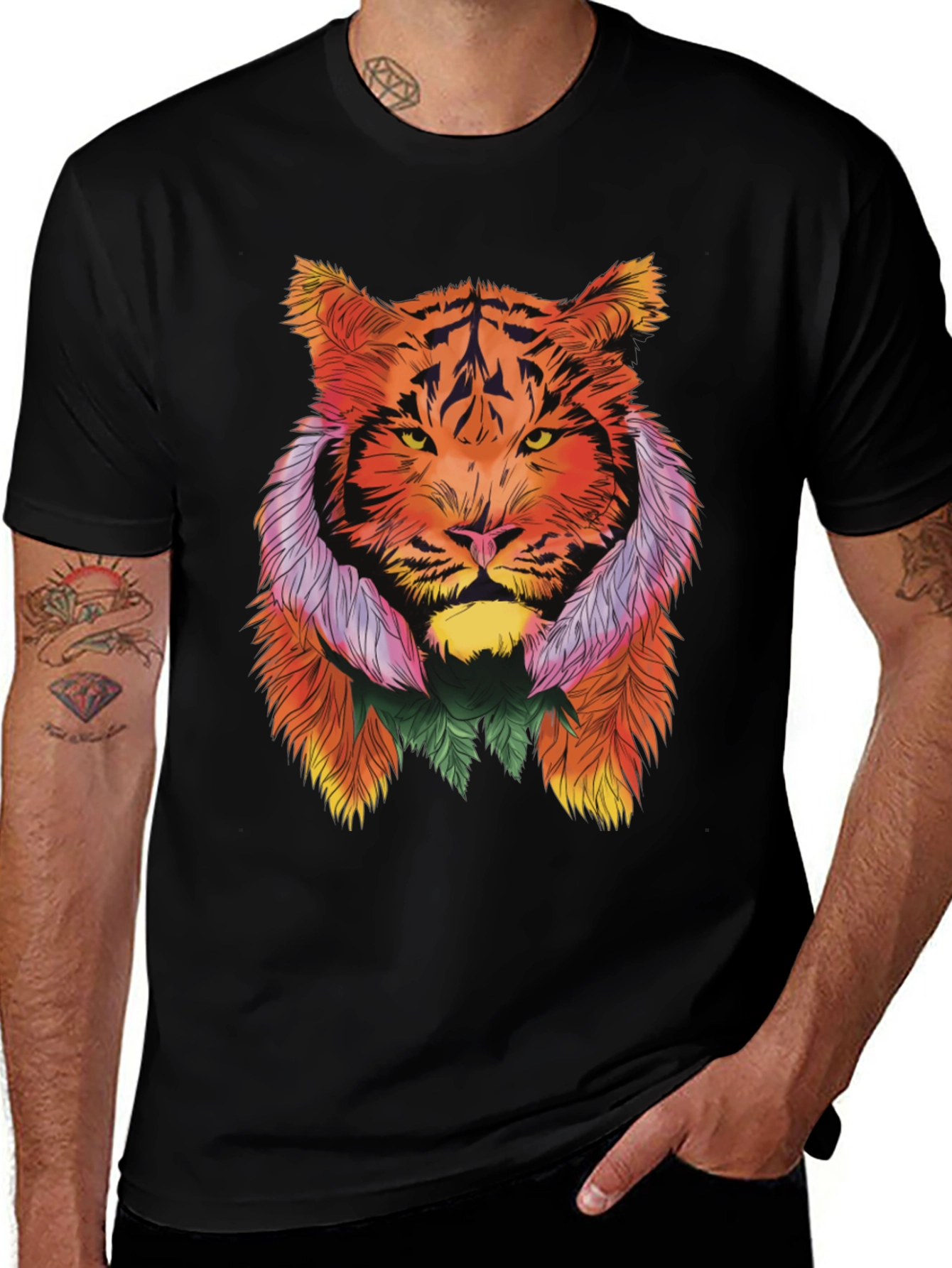 Vibrant Tiger Graphic Tee - Stylish Animal Print Shirt
