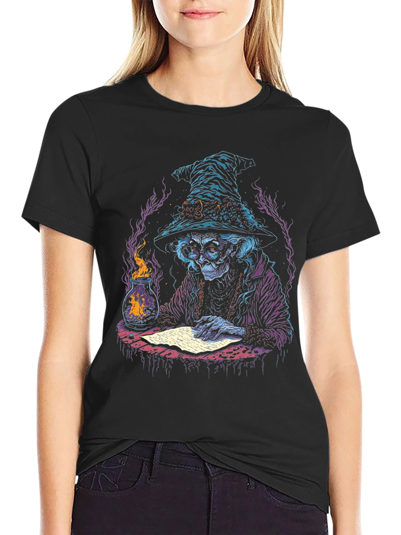 Witch Writing Spell T-Shirt - Unique Graphic Tee