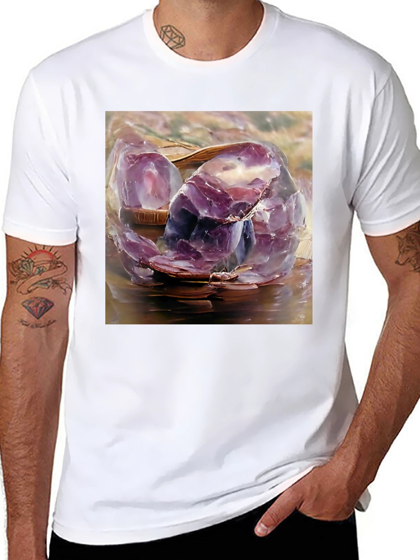 Amethyst Crystal T-Shirt - Artistic Gemstone Design