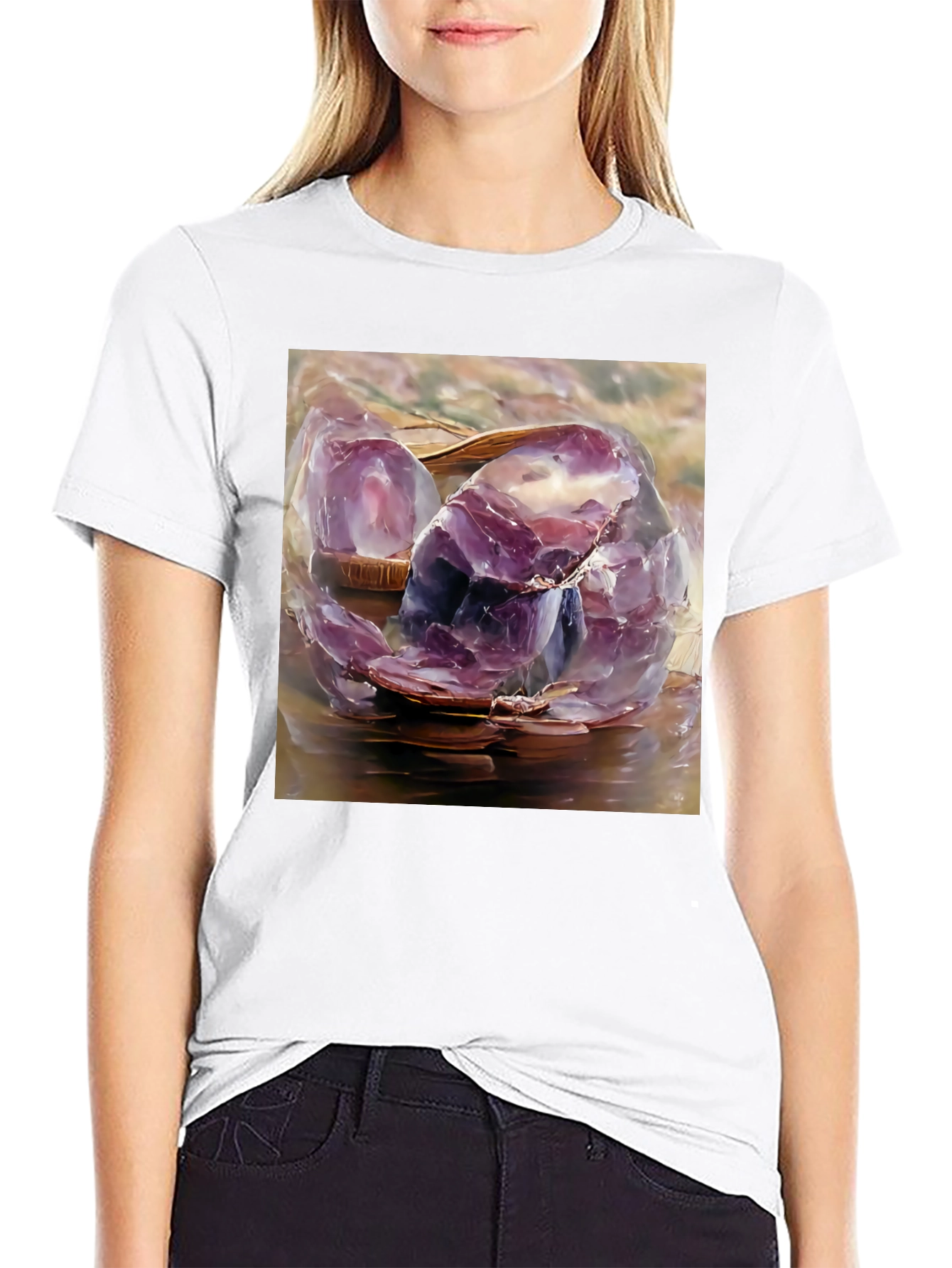 Amethyst Crystal T-Shirt - Artistic Gemstone Design