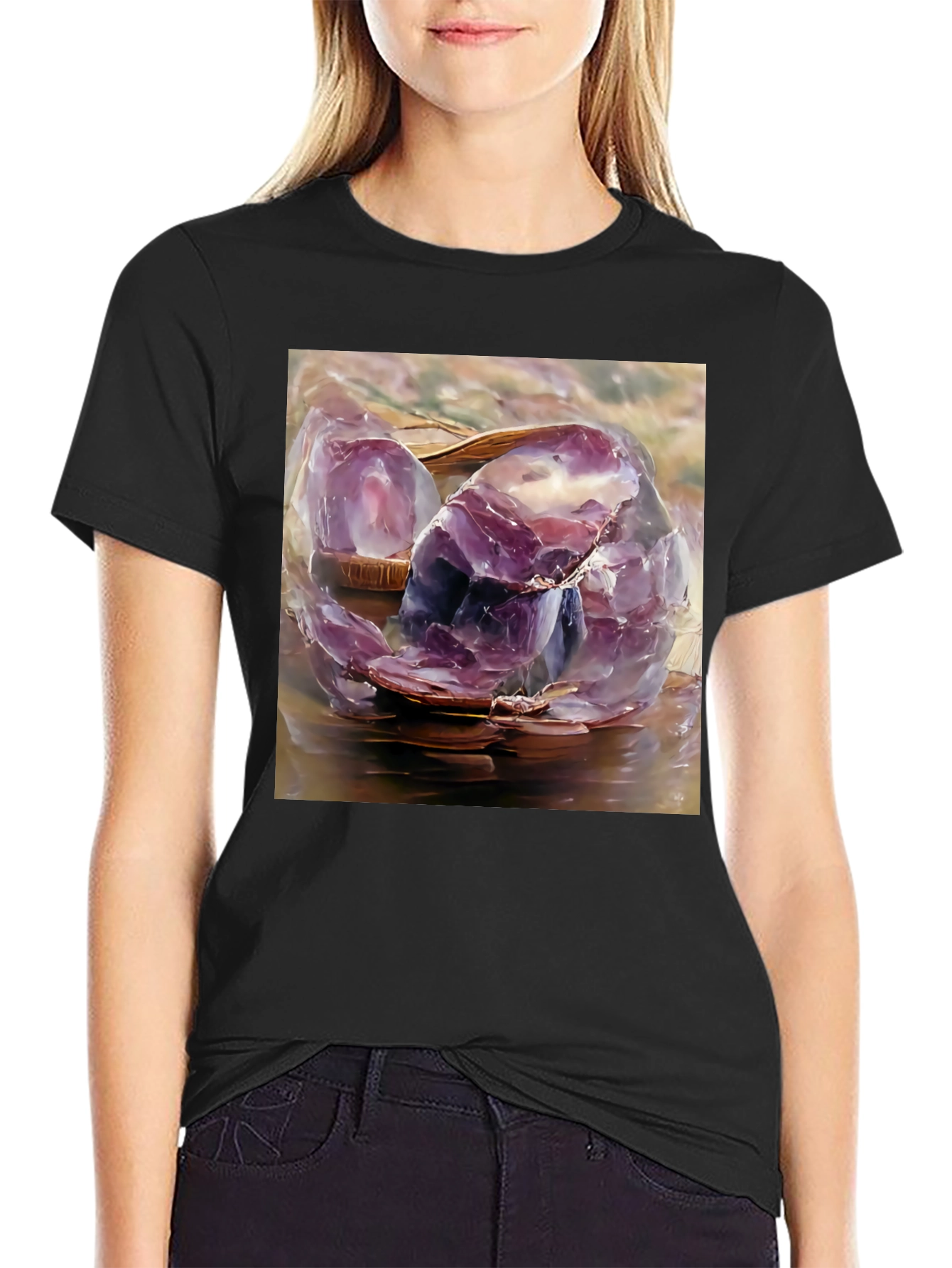 Amethyst Crystal T-Shirt - Artistic Gemstone Design