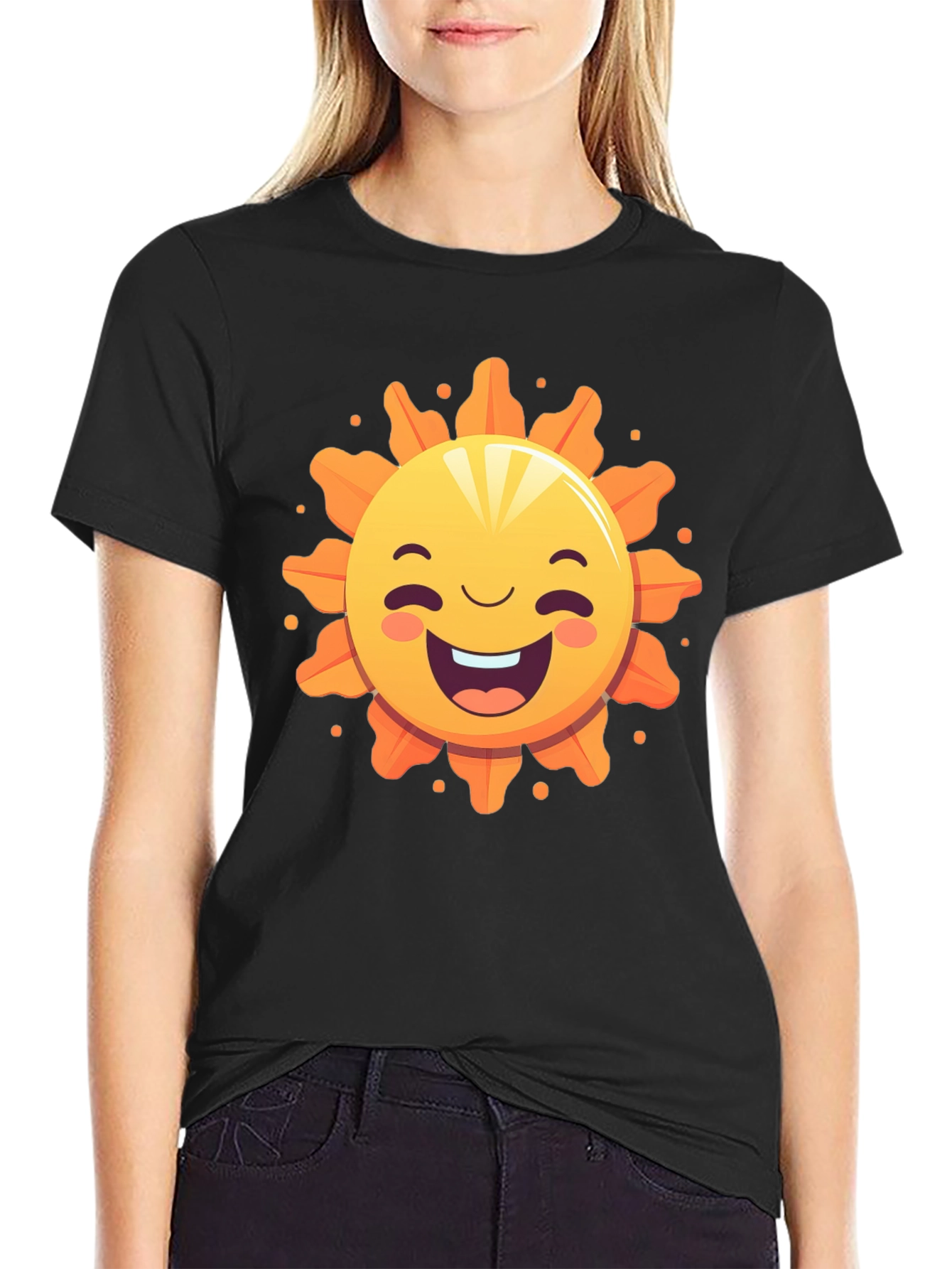Happy Sunshine Graphic Tee - Black Cotton T-Shirt