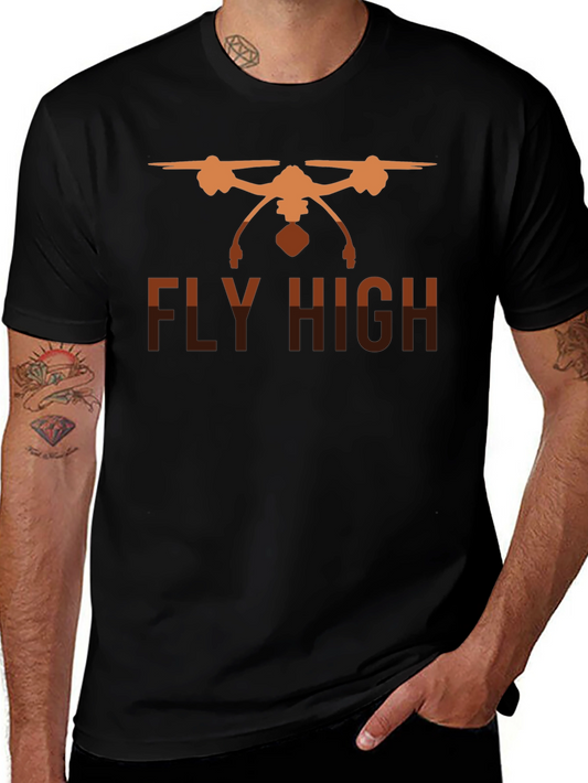 Fly High Drone Graphic Tee - Black