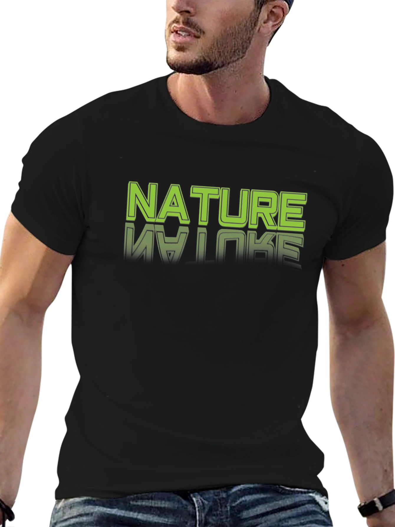 Nature Graphic Tee - Black Cotton T-Shirt