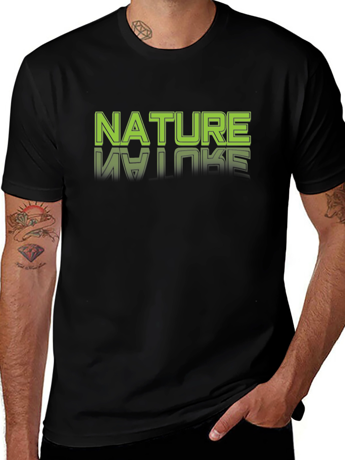 Nature Graphic Tee - Black Cotton T-Shirt
