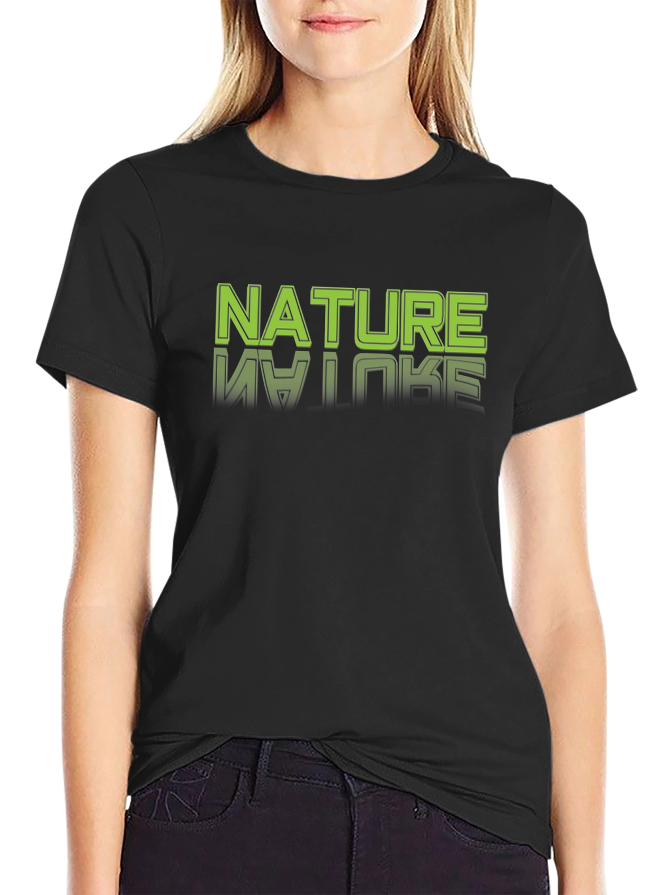 Nature Graphic Tee - Black Cotton T-Shirt