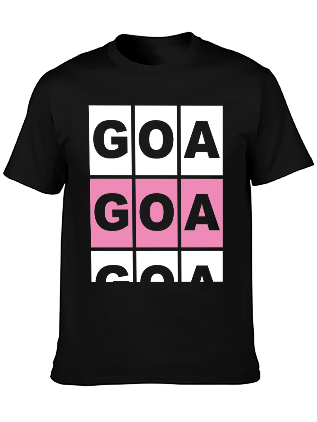 GOA Graphic T-Shirt - Pink & White Block Print