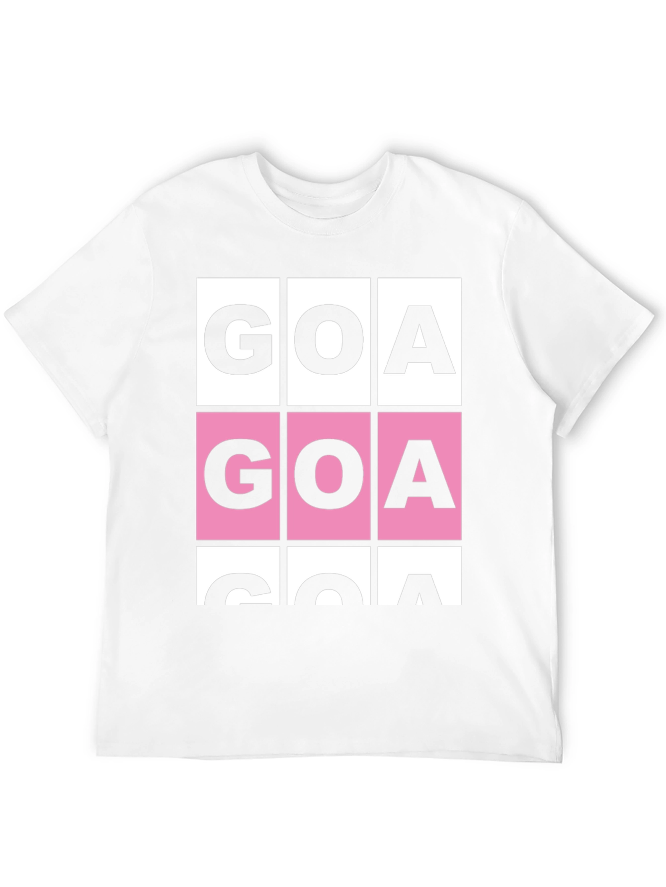 GOA Graphic T-Shirt - Pink & White Block Print