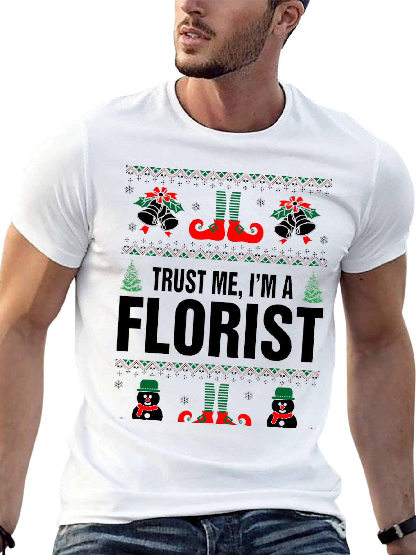 Trust Me Im a Florist Christmas Black T-Shirt