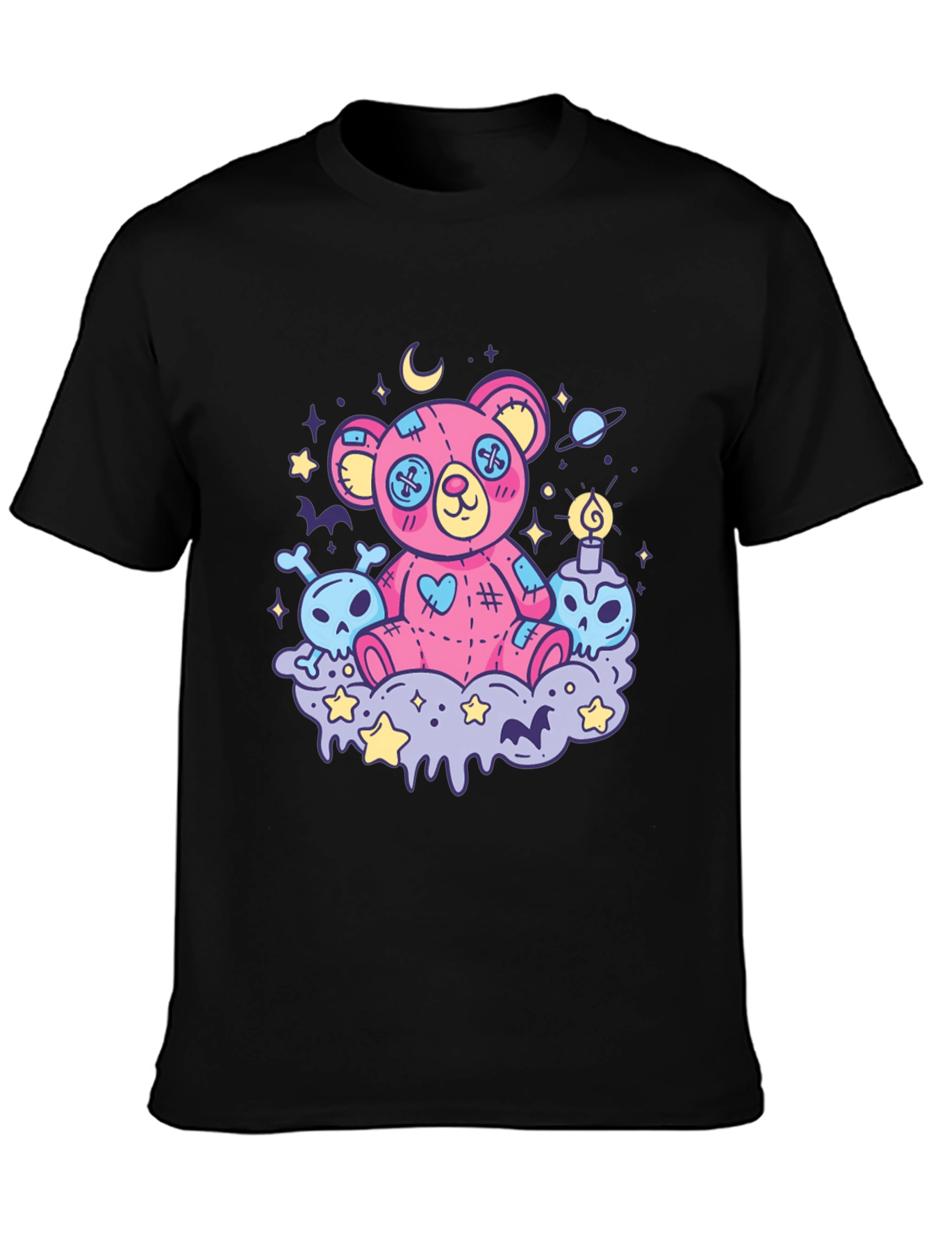 Gothic Teddy Bear Print T-Shirt