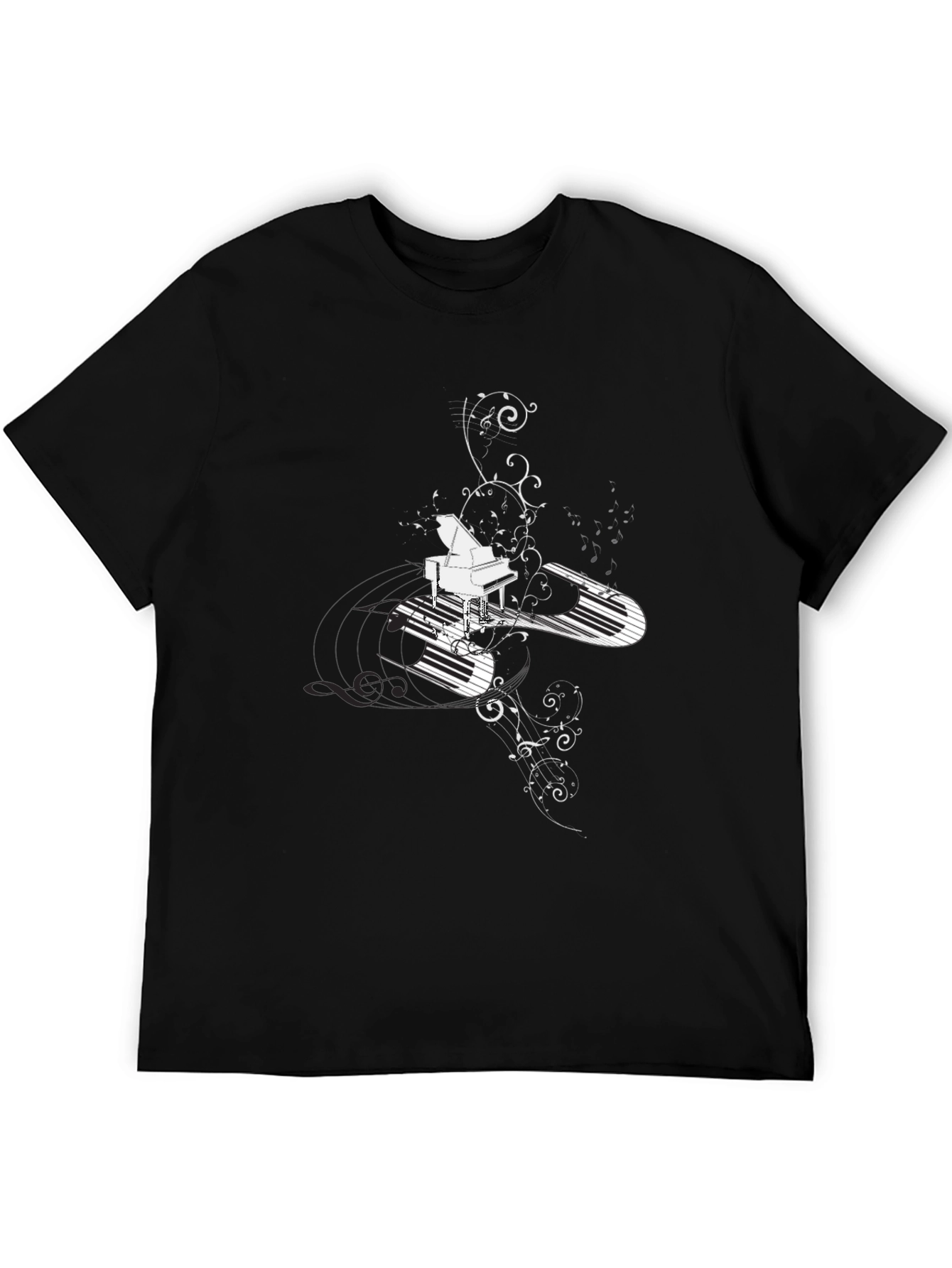 Piano Keys Graphic Tee - Black Cotton Blend