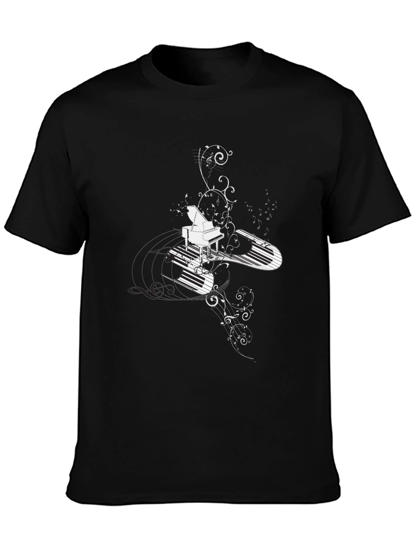 Piano Keys Graphic Tee - Black Cotton Blend