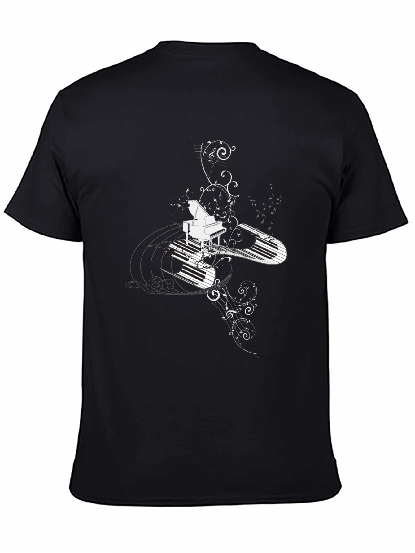 Piano Keys Graphic Tee - Black Cotton Blend