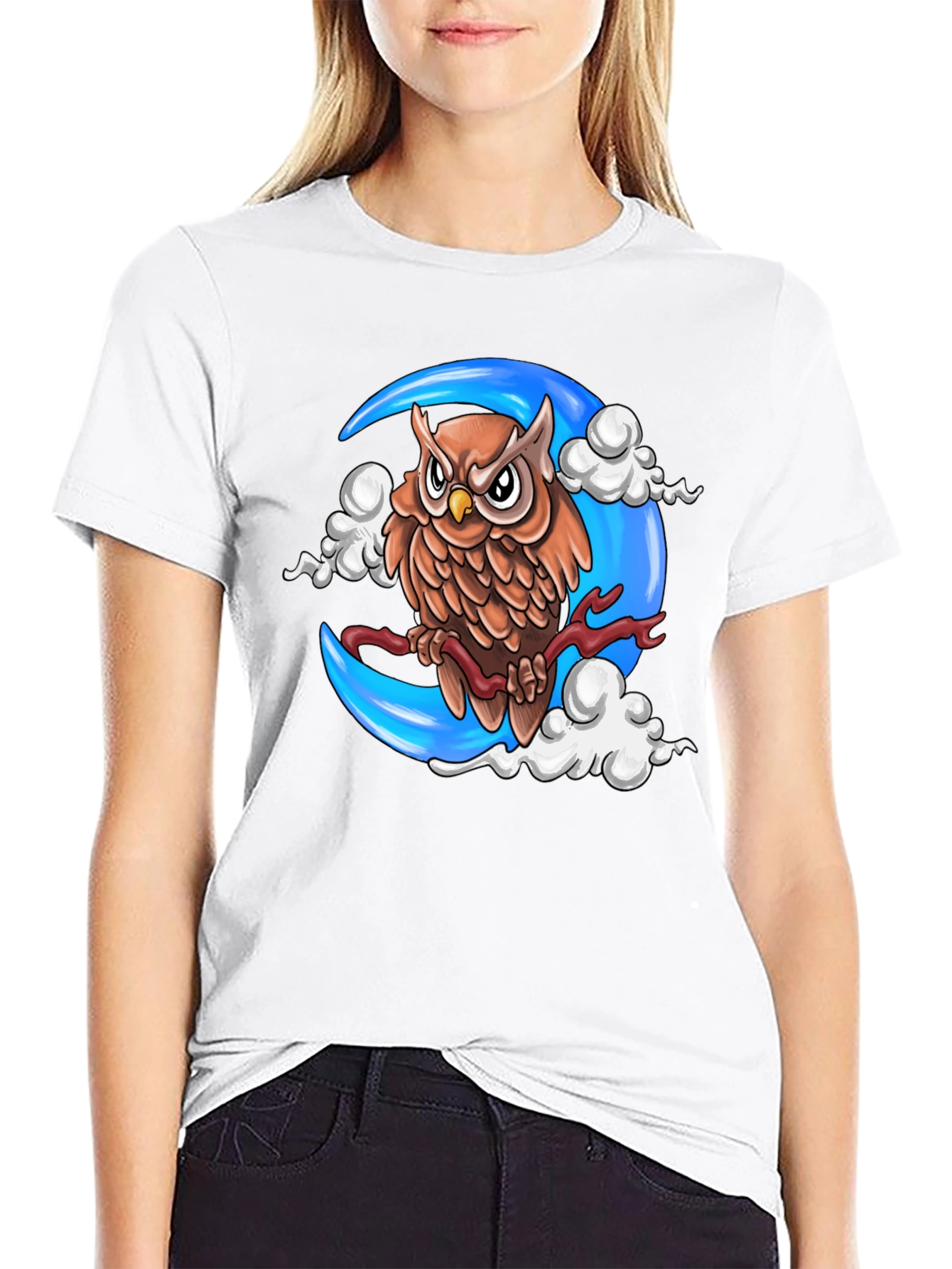 Owl on Moon T-Shirt - Unique Graphic Tee