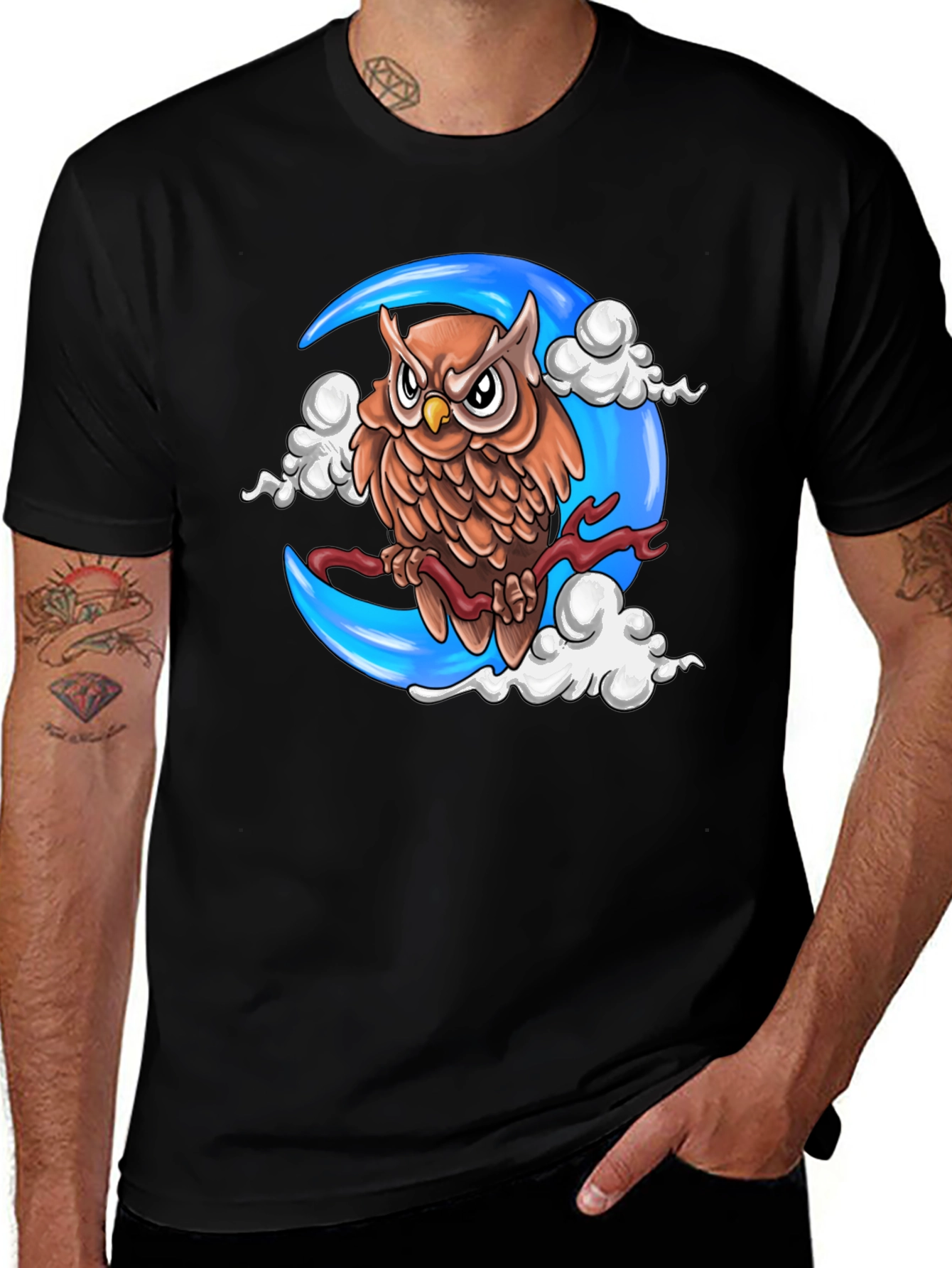 Owl on Moon T-Shirt - Unique Graphic Tee