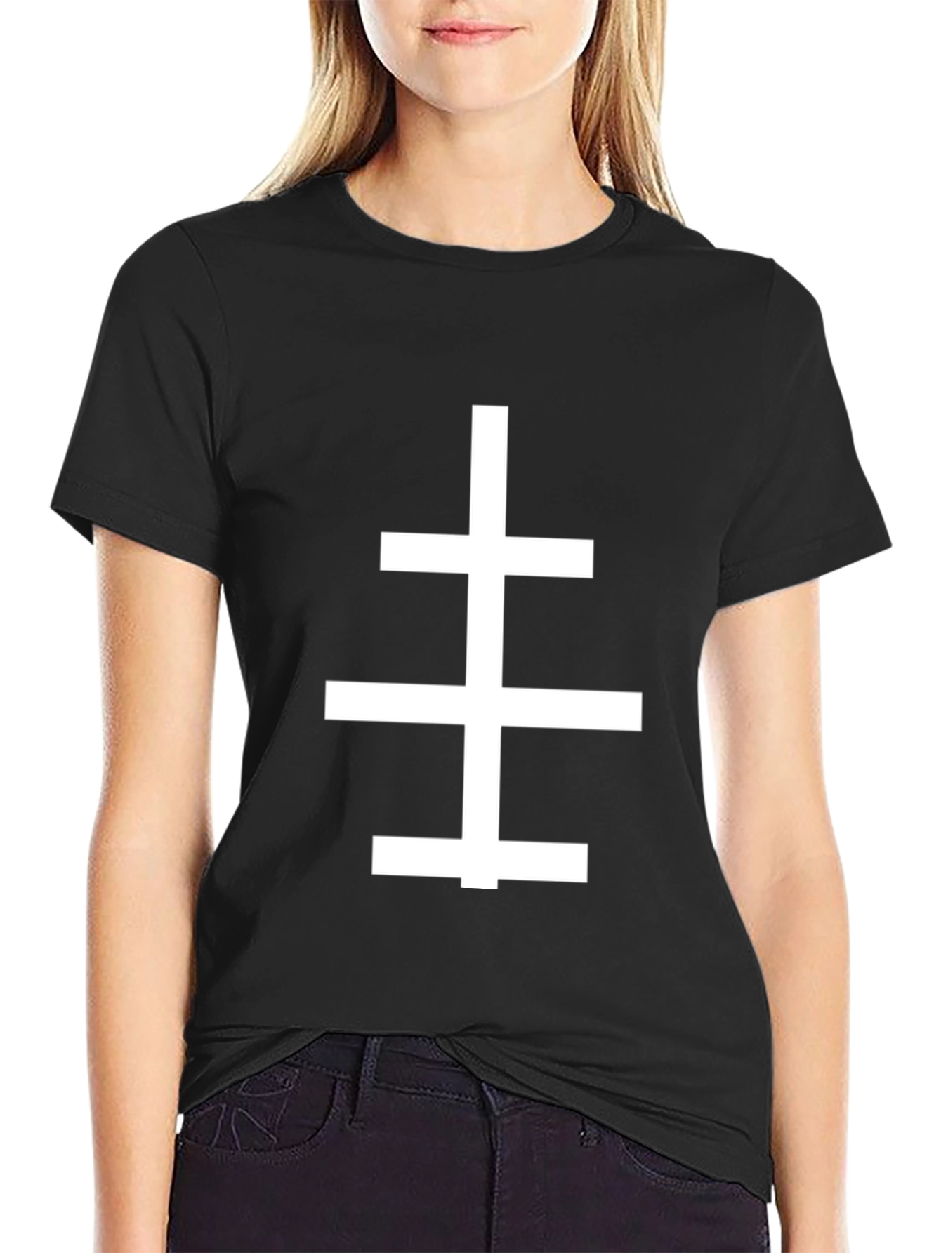 Triple Cross Graphic Black T-Shirt