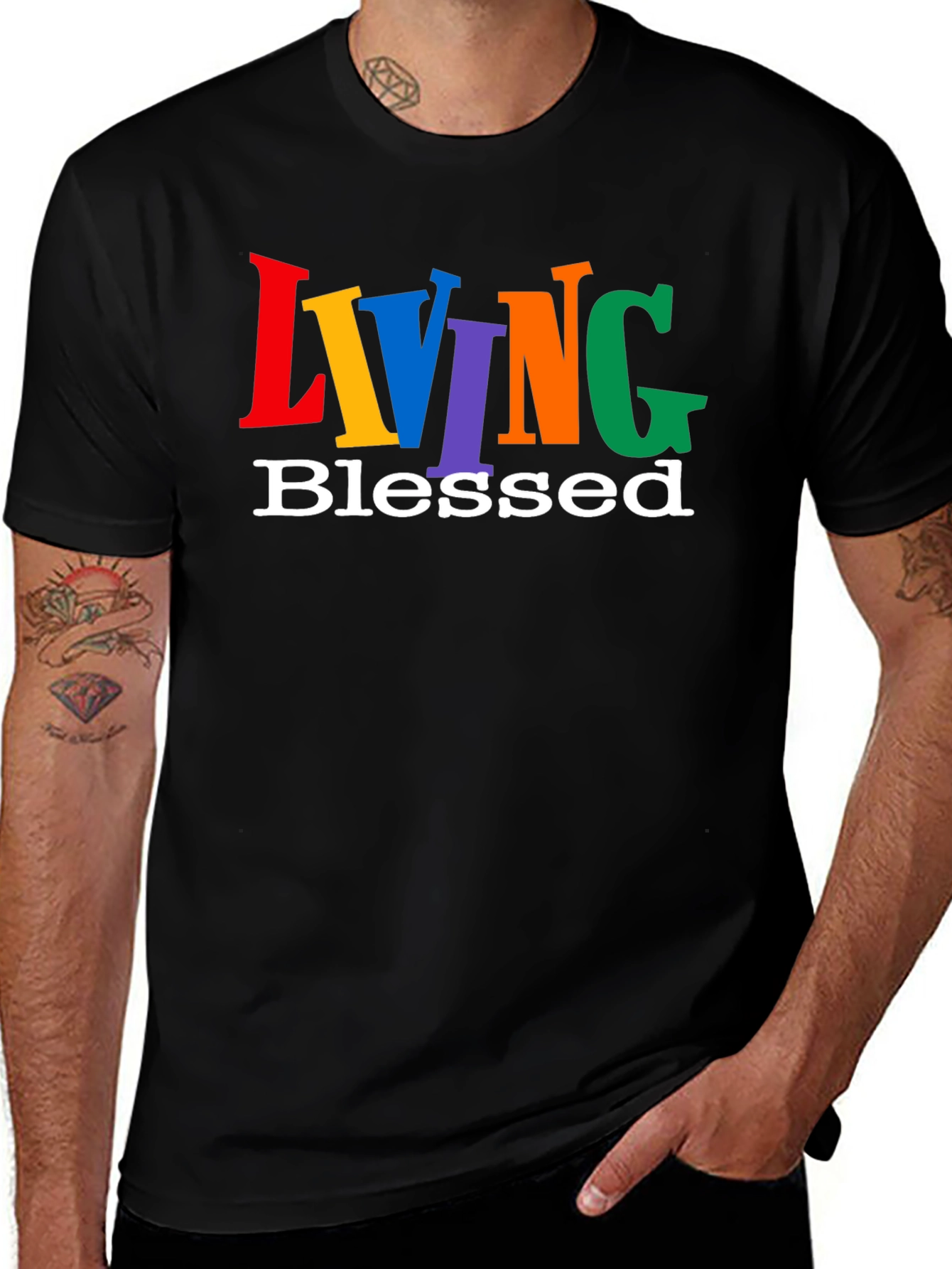 Living Blessed Graphic T-Shirt - Black