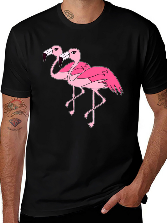Flamingo Graphic Tee - Black Cotton Shirt