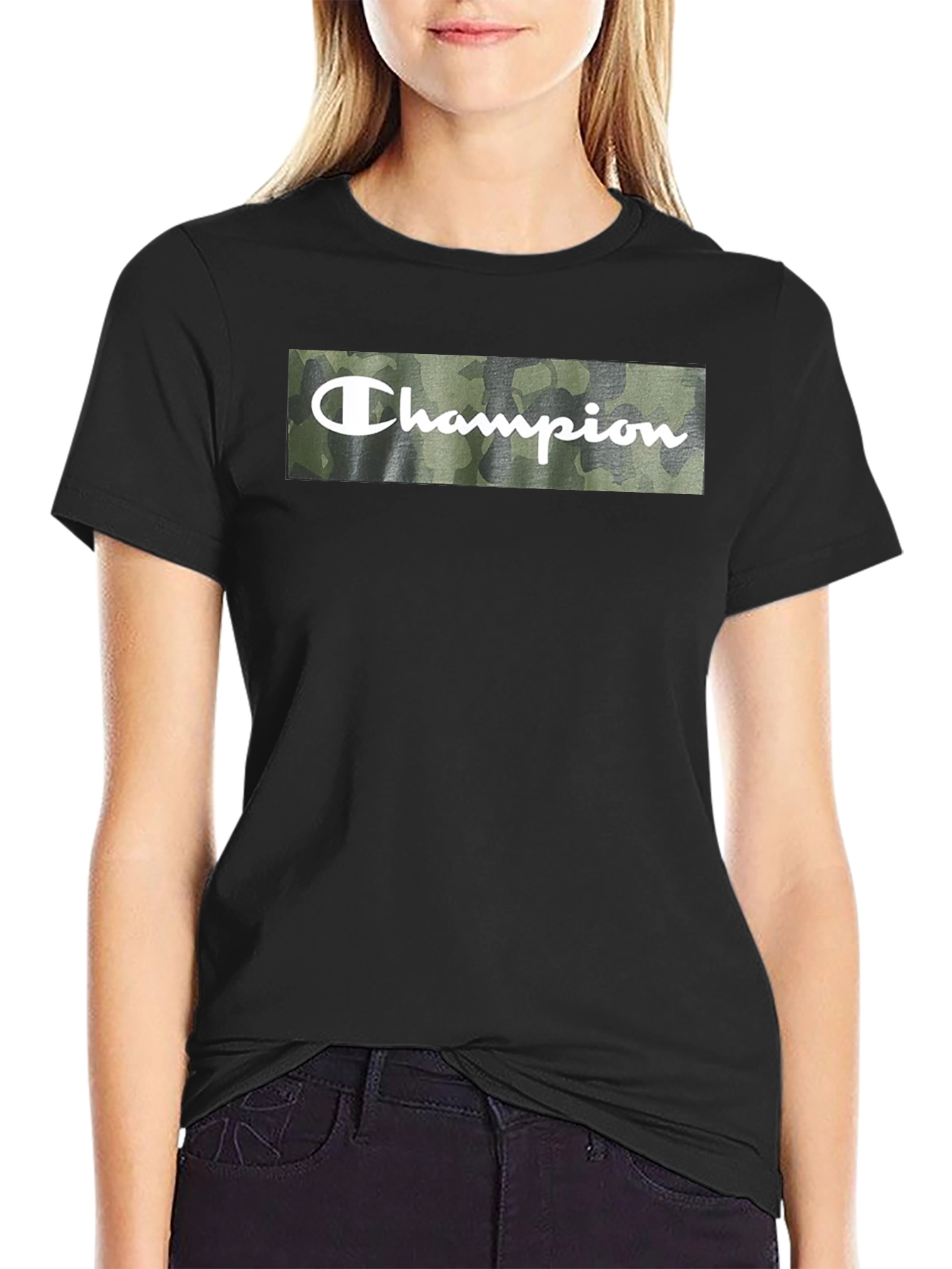 Champion Camo Logo Black T-Shirt