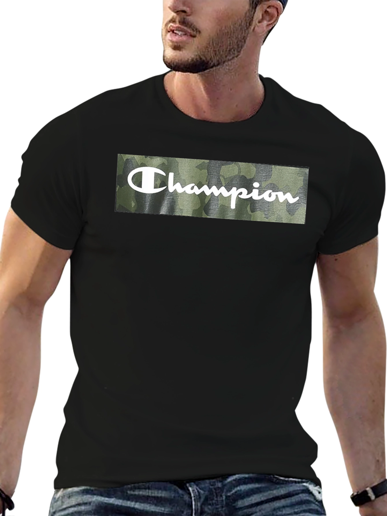 Champion Camo Logo Black T-Shirt