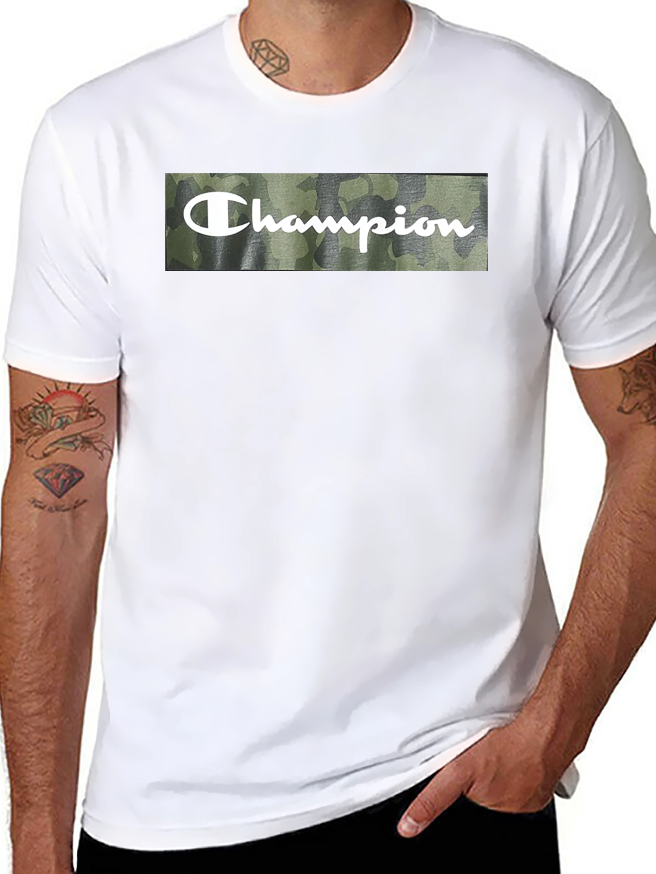 Champion Camo Logo Black T-Shirt