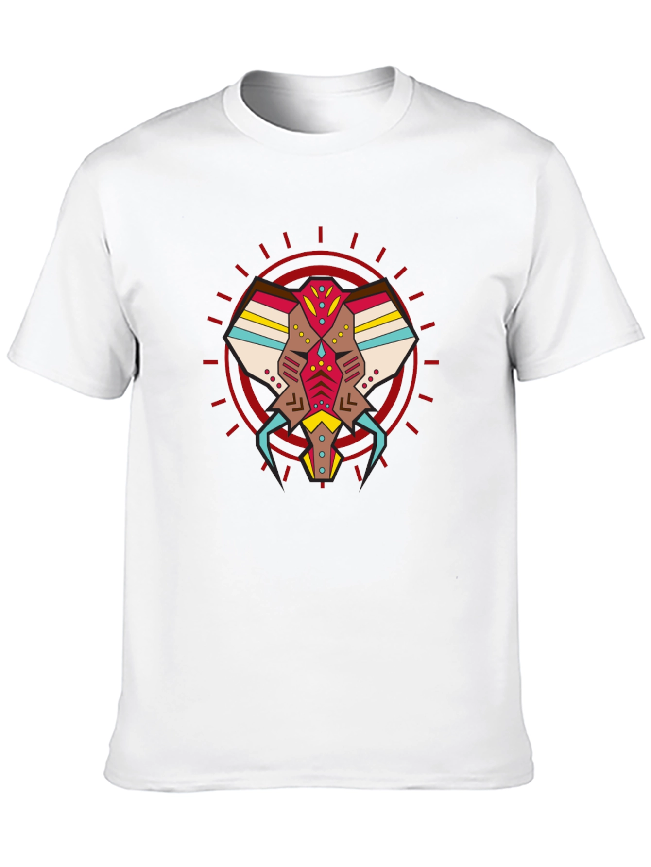 Abstract Geometric Elephant Graphic Tee - Black