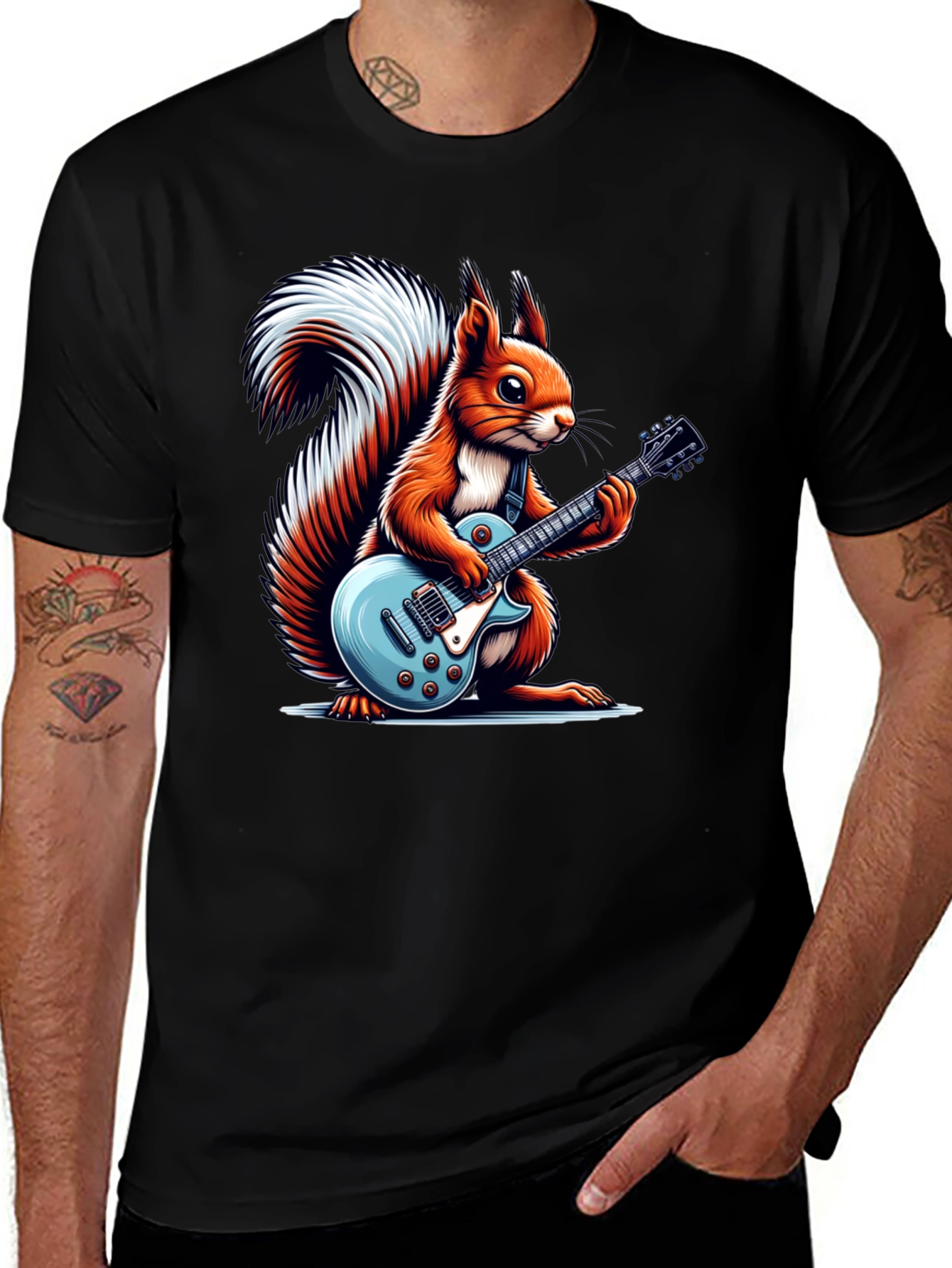 Squirrel Guitarist Graphic T-Shirt