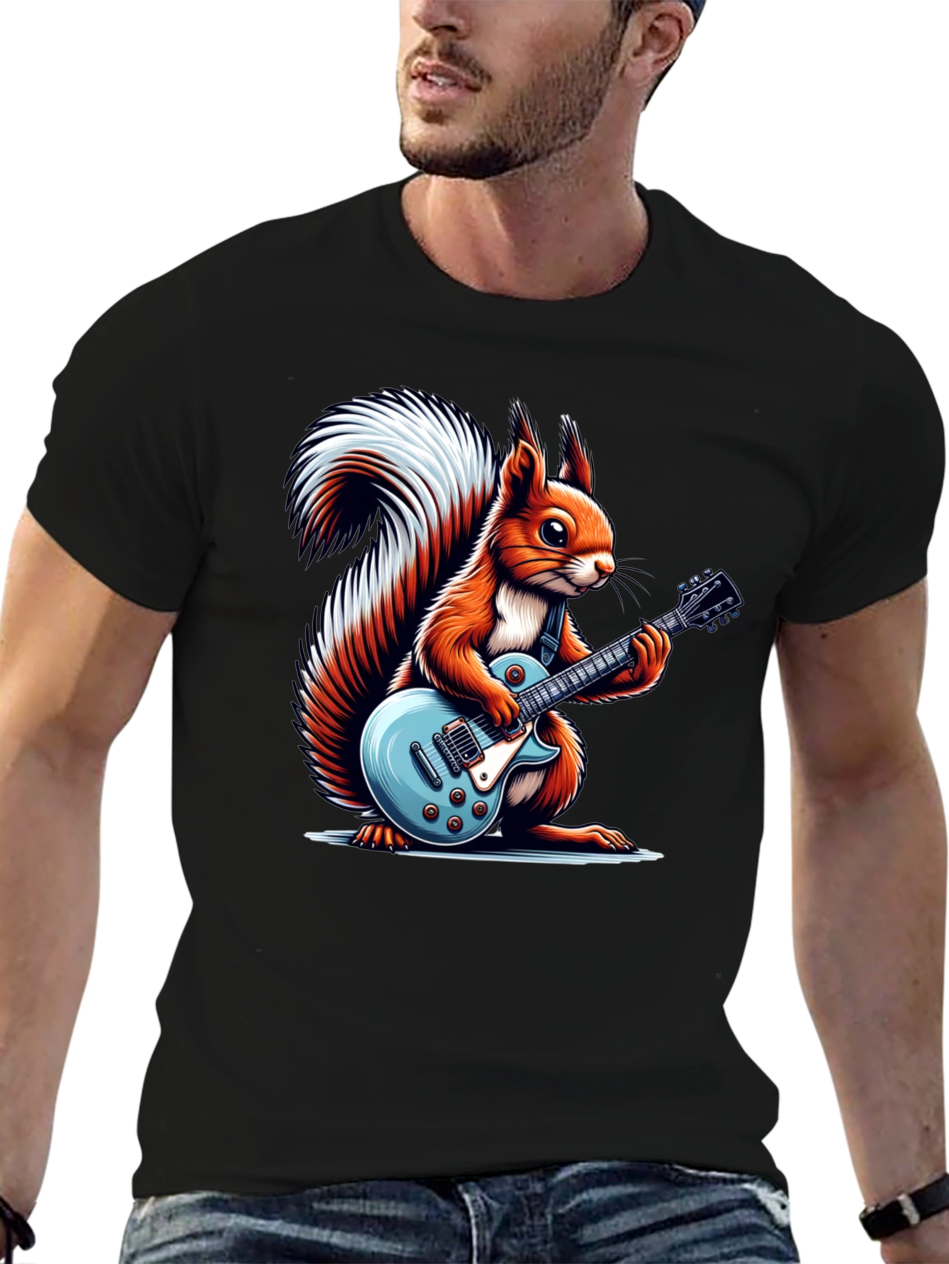 Squirrel Guitarist Graphic T-Shirt