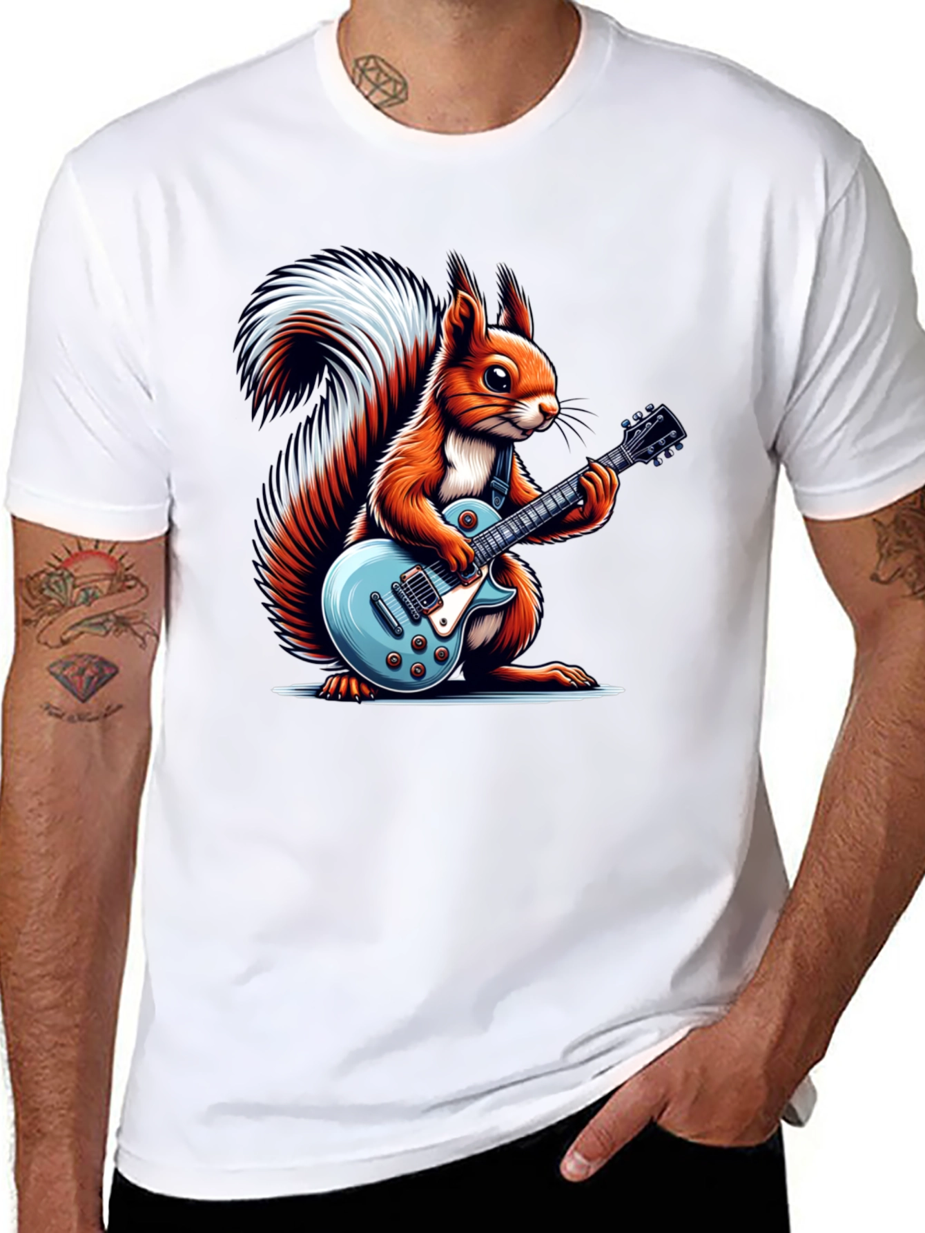 Squirrel Guitarist Graphic T-Shirt