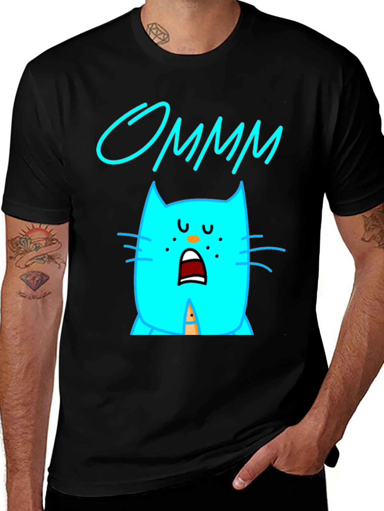 Ommm Cat Graphic T-Shirt - Black