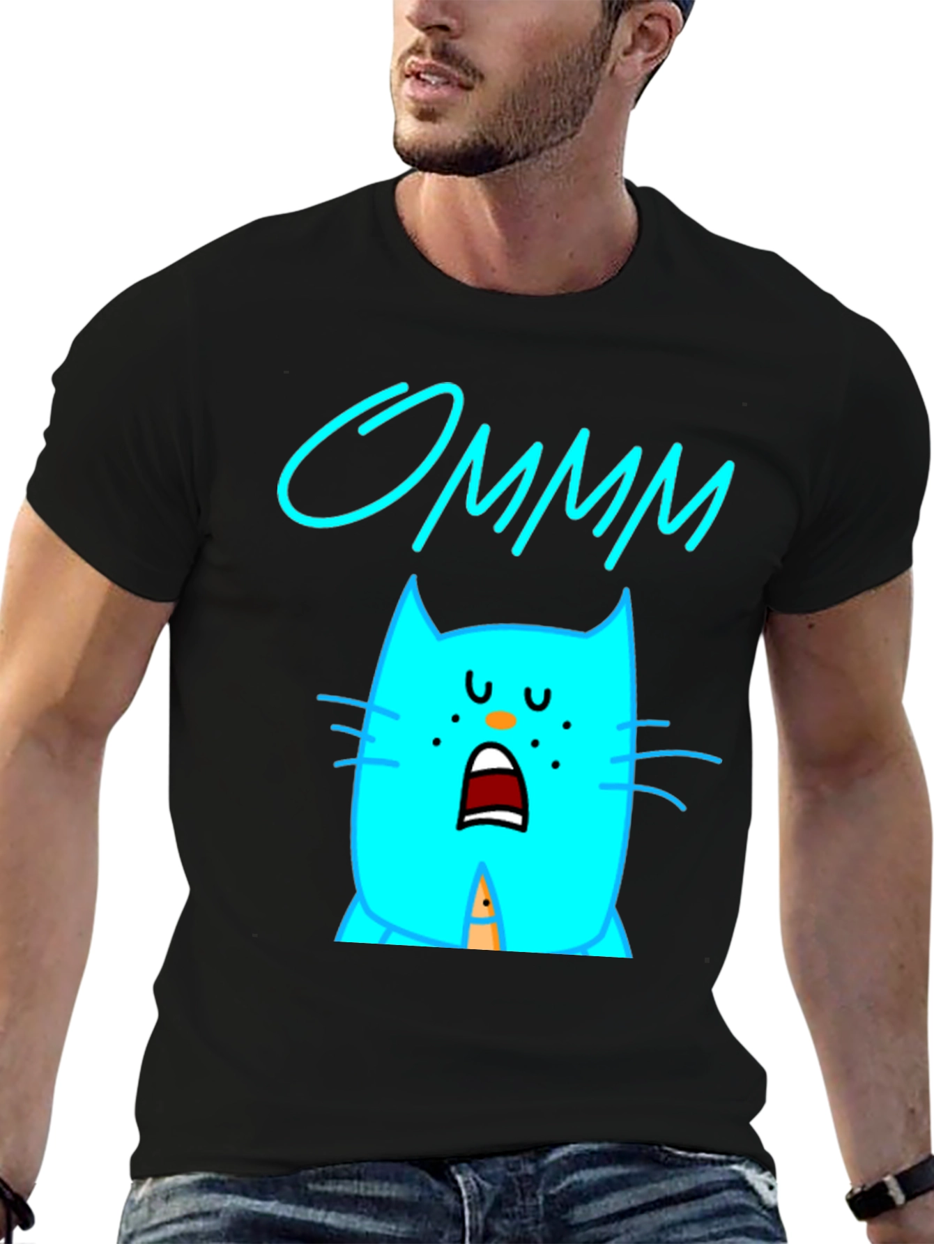 Ommm Cat Graphic T-Shirt - Black