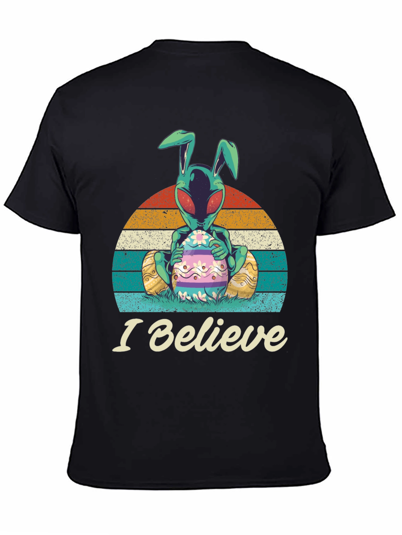 I Believe Alien Easter Bunny Graphic T-Shirt