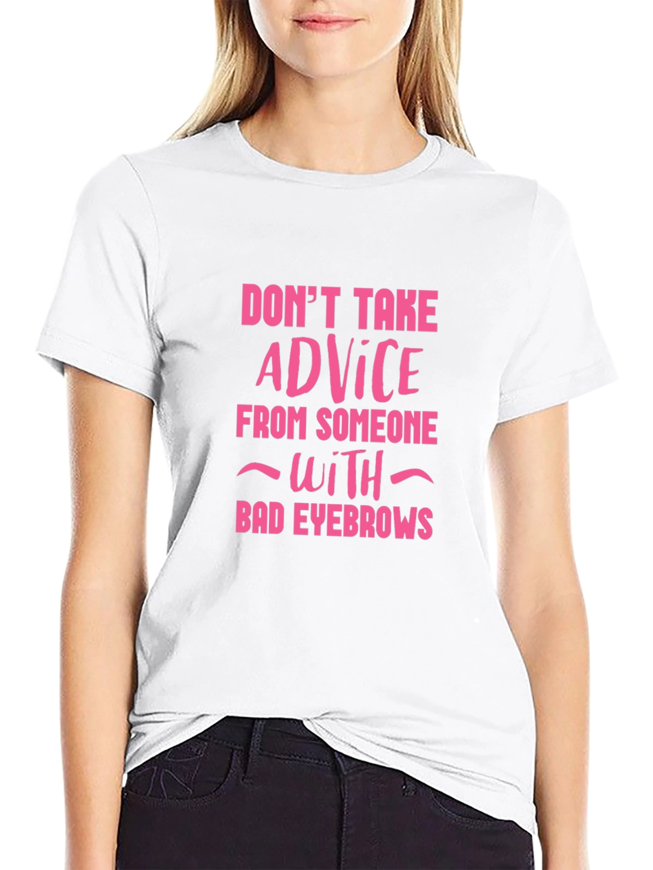 Funny Eyebrow Advice Graphic Tee - Black