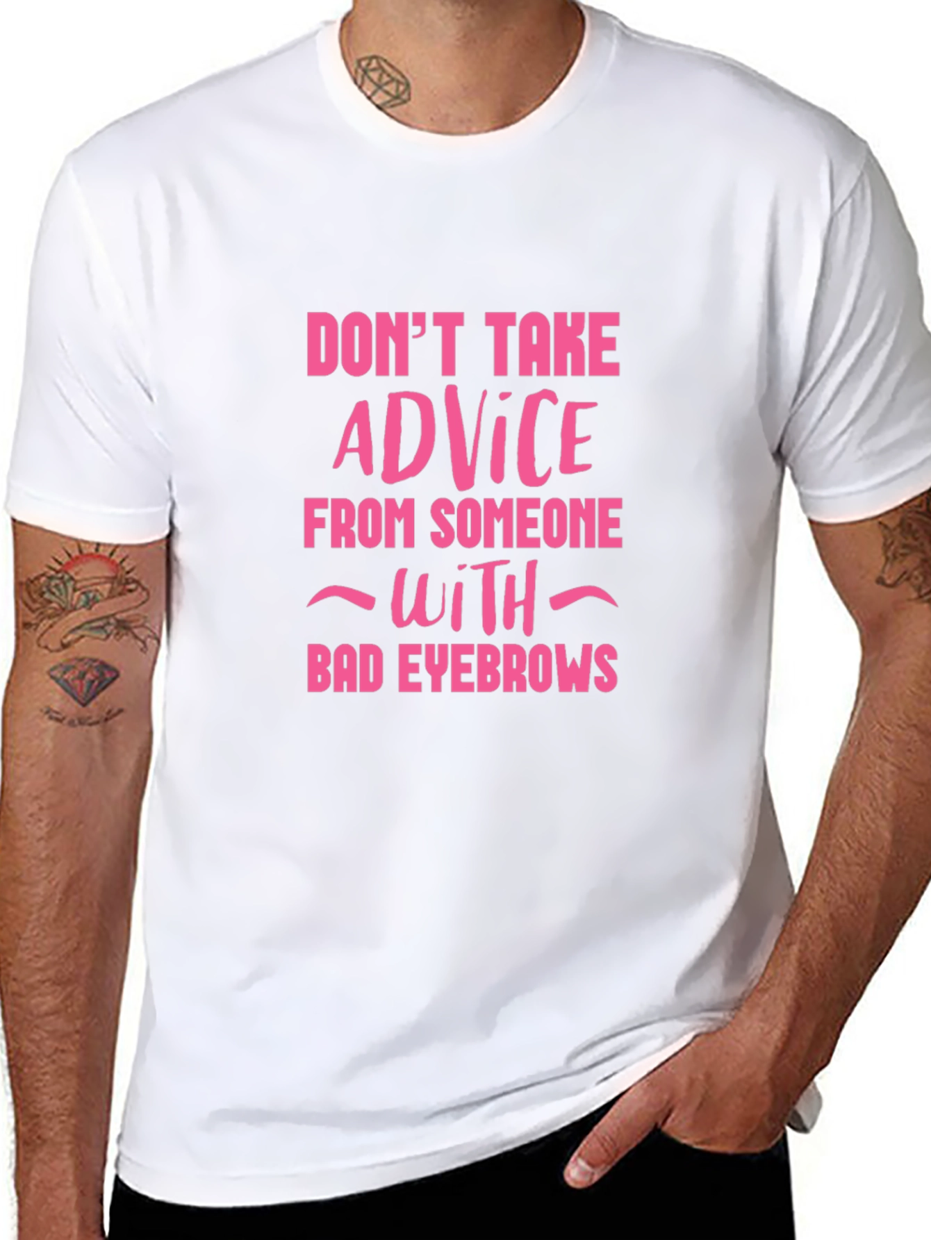 Funny Eyebrow Advice Graphic Tee - Black
