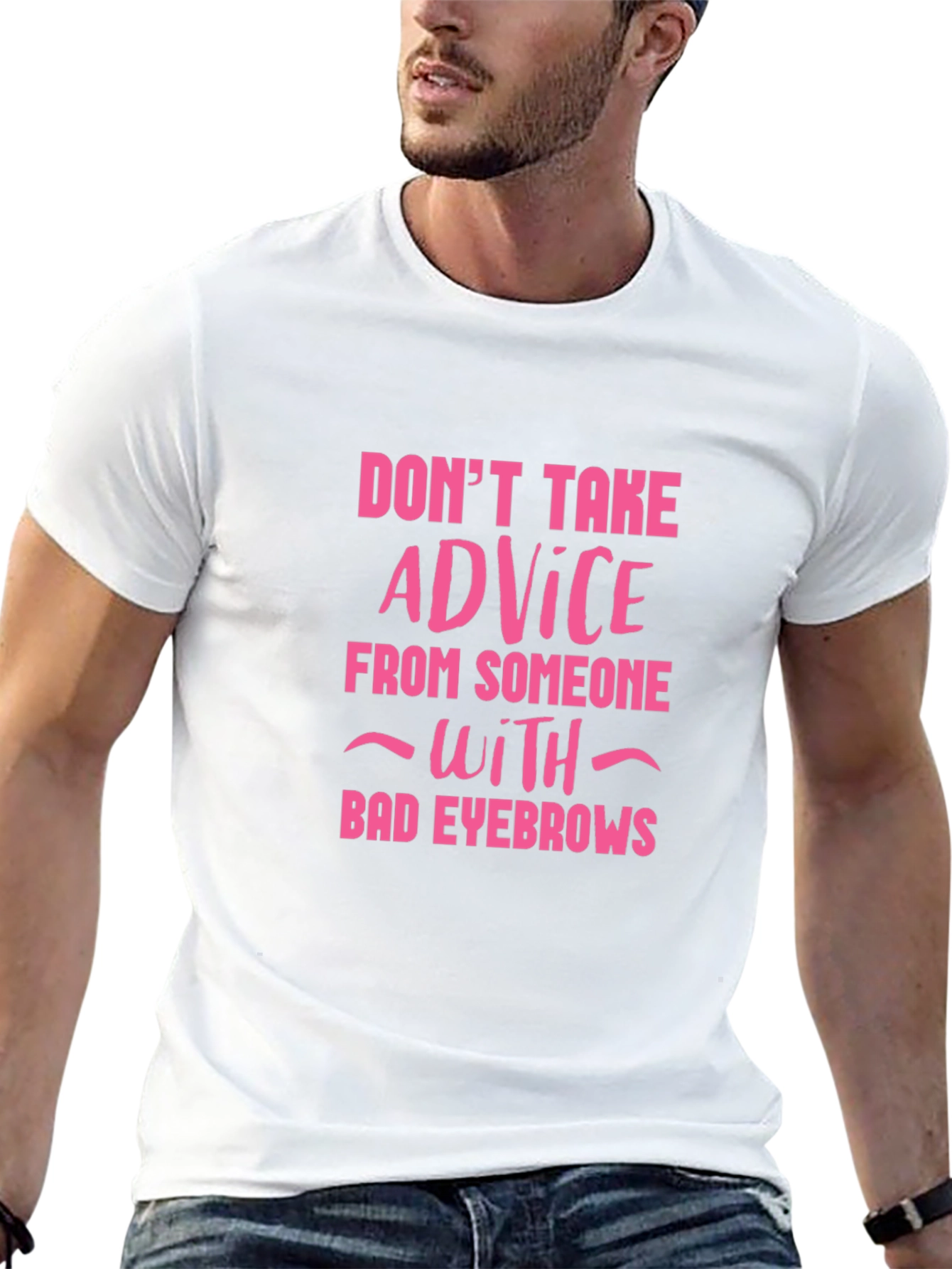 Funny Eyebrow Advice Graphic Tee - Black