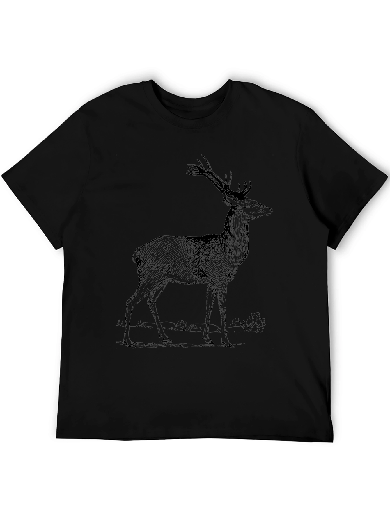Deer Graphic Mens Black T-Shirt