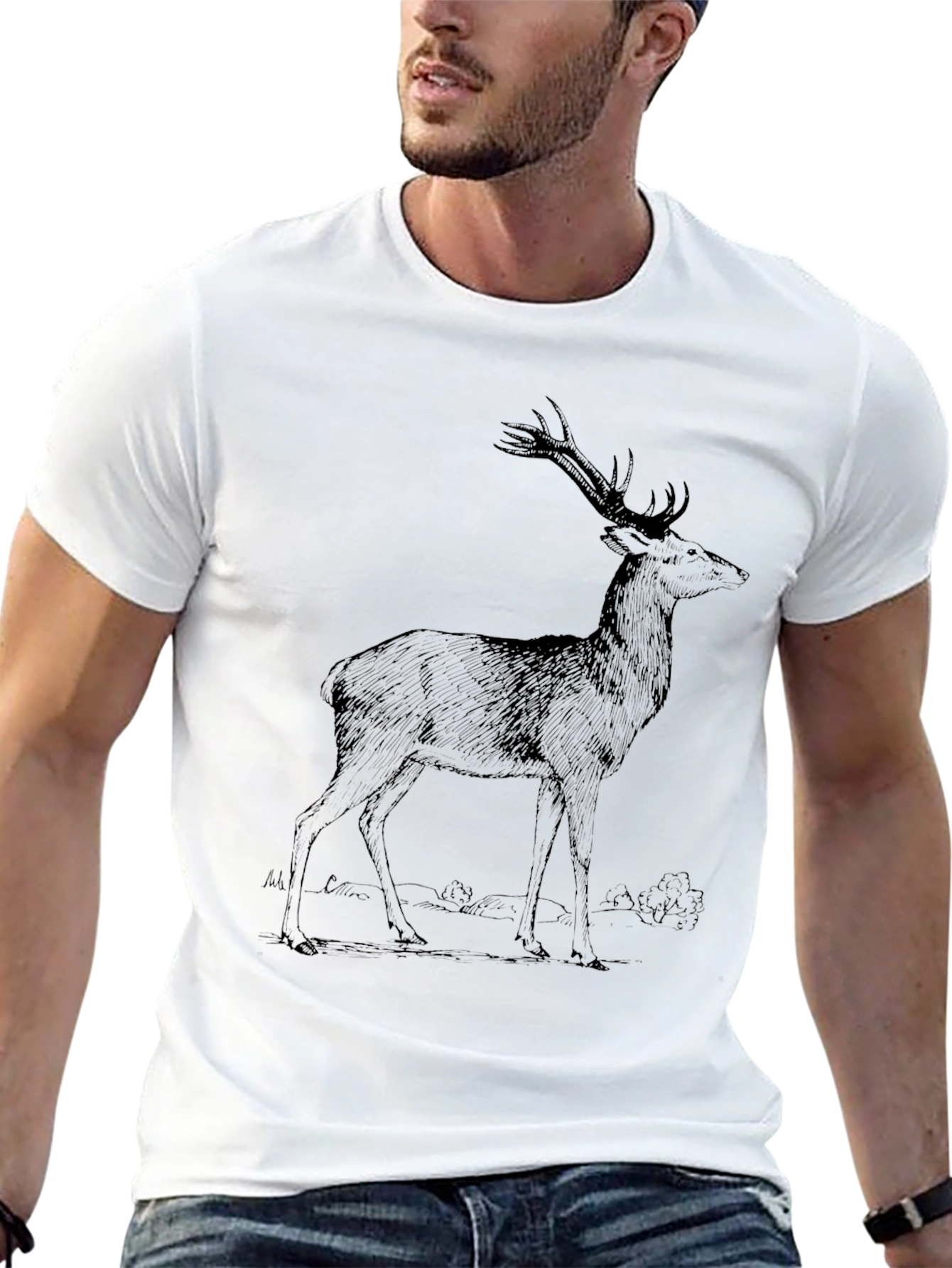 Deer Graphic Mens Black T-Shirt