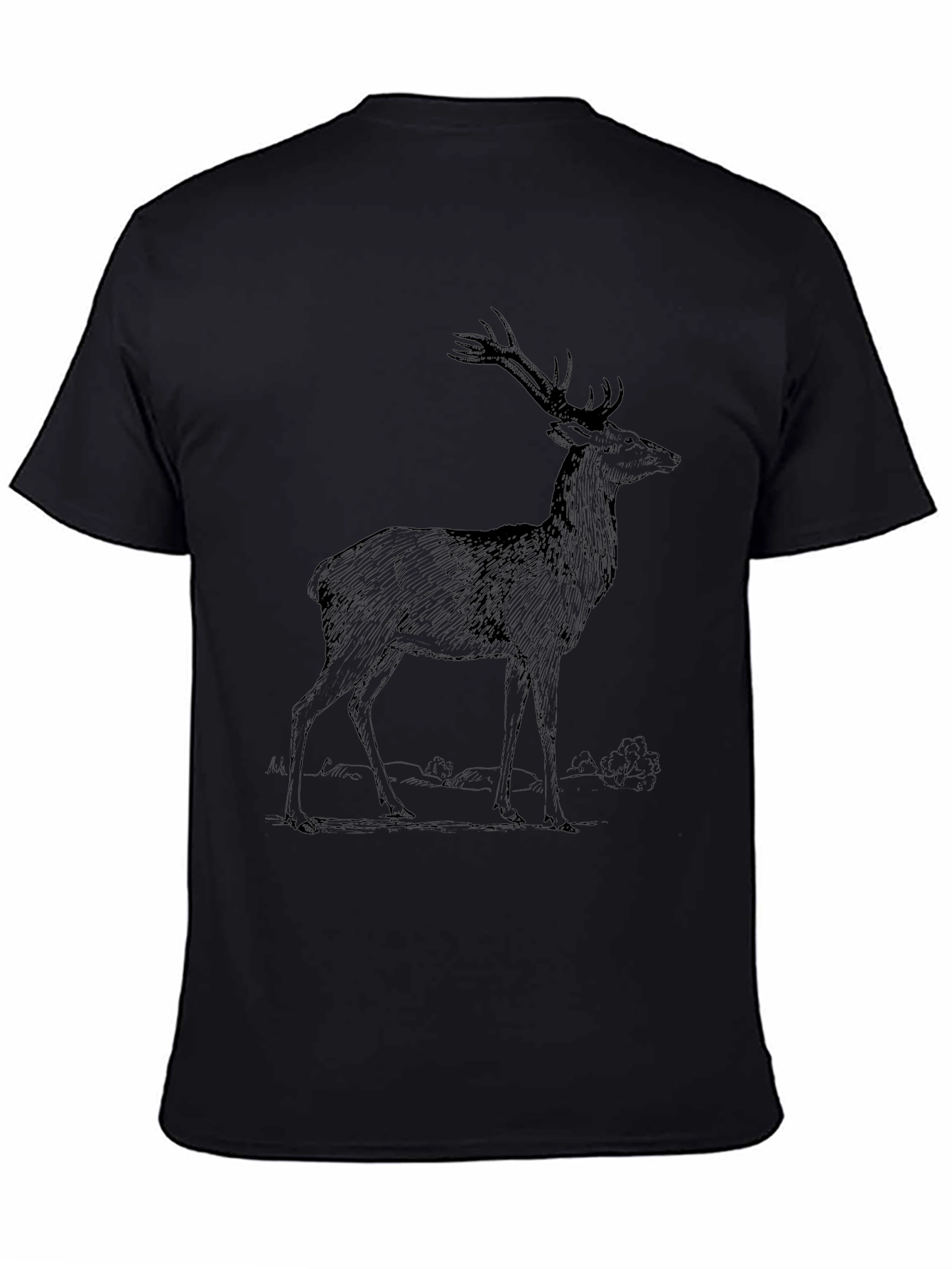 Deer Graphic Mens Black T-Shirt